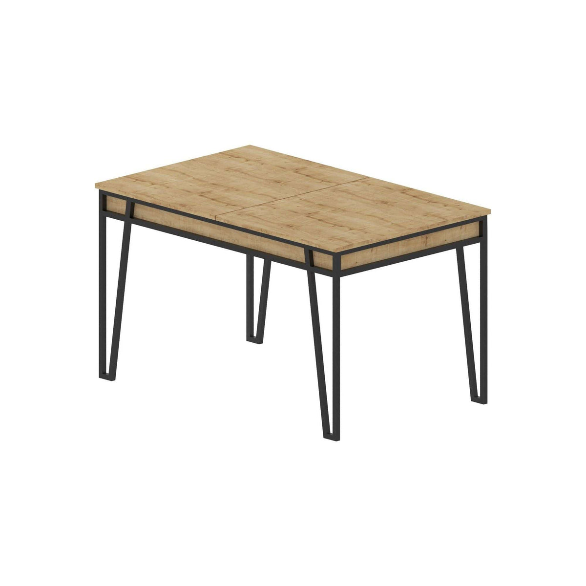 Masa extensibila 855DTE4604, stejar/negru, PAL melaminat/metal, 132/170x80x76 cm