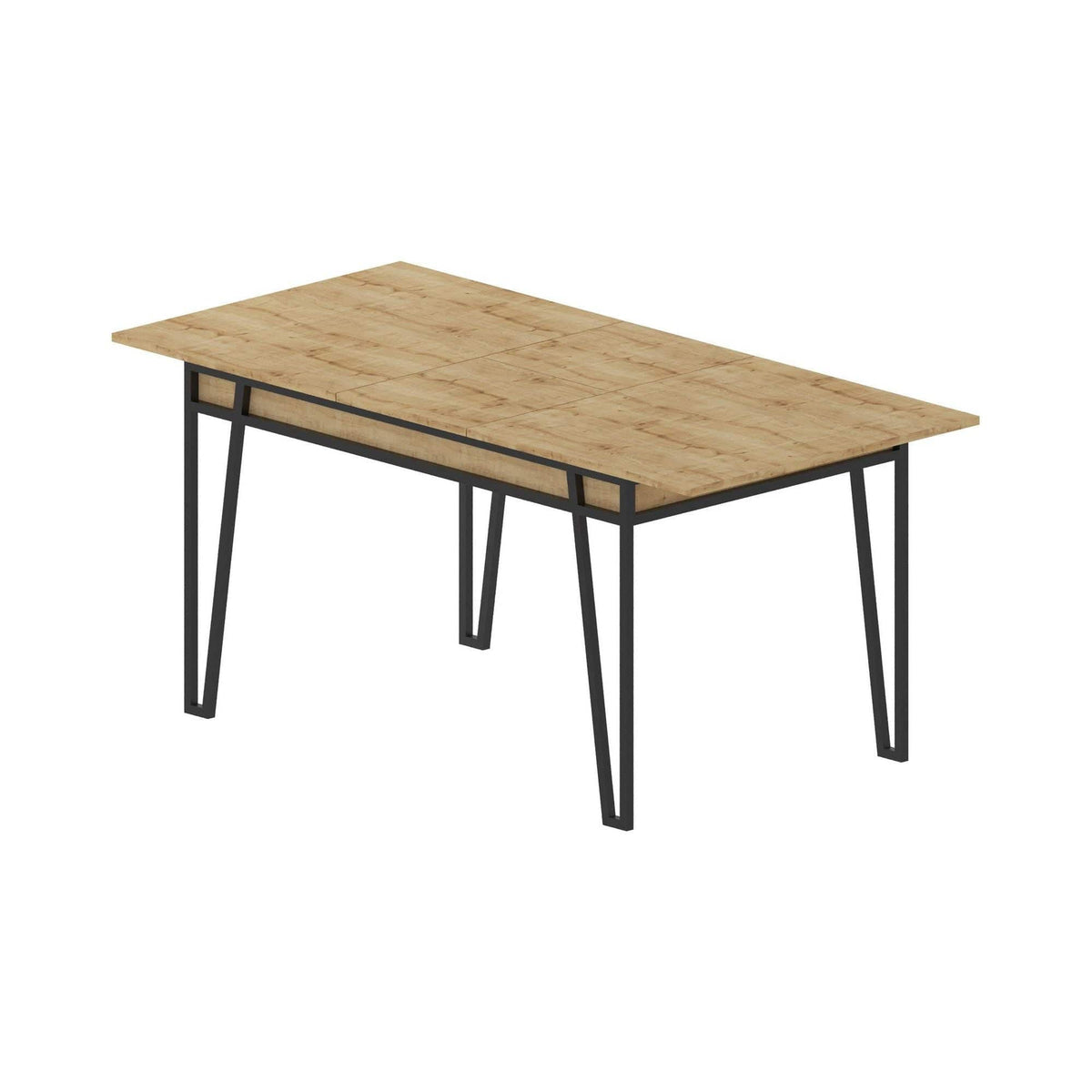 Masa extensibila 855DTE4604, stejar/negru, PAL melaminat/metal, 132/170x80x76 cm