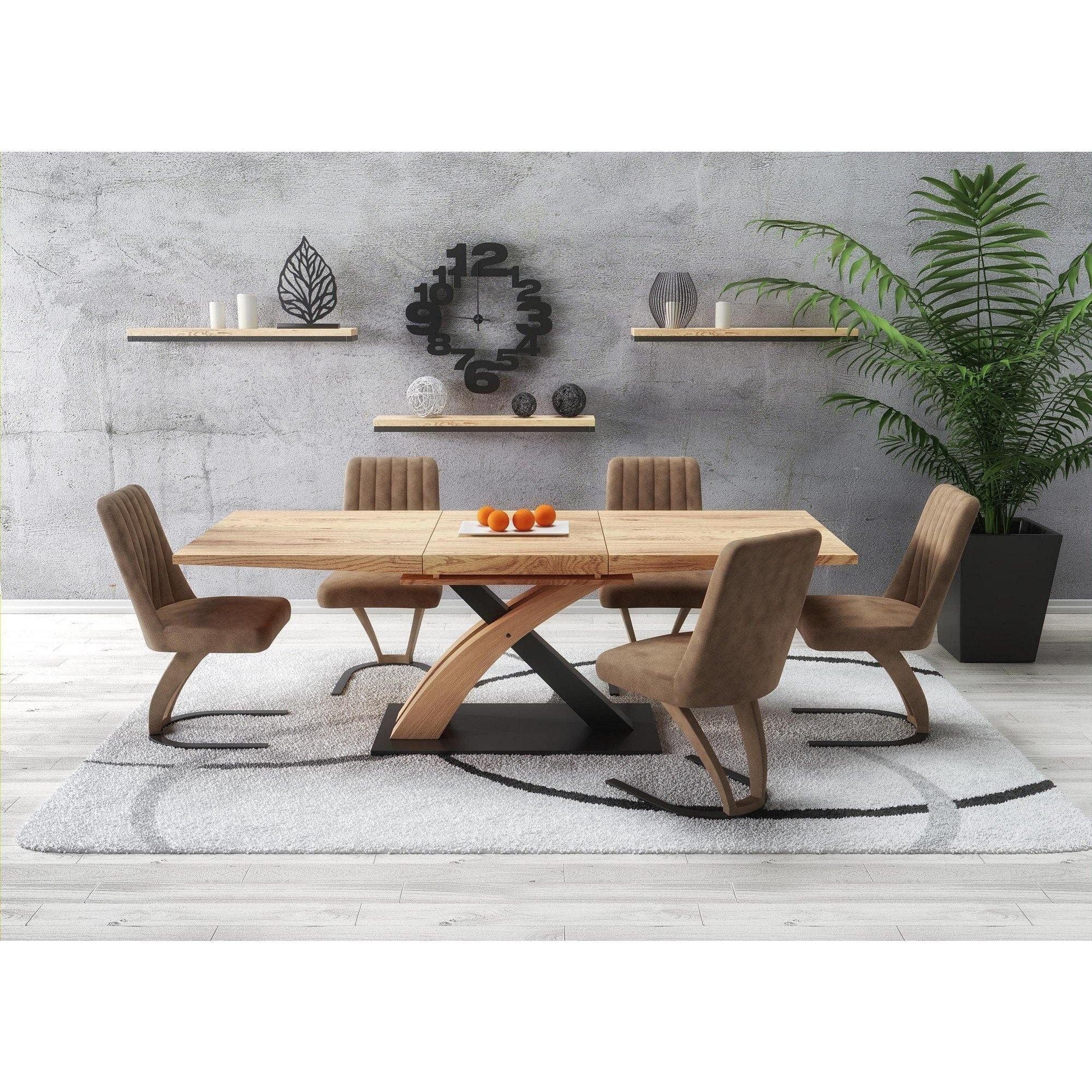 Masa extensibila SANDOR 3, stejar auriu/negru, 160/220x90x75 cm