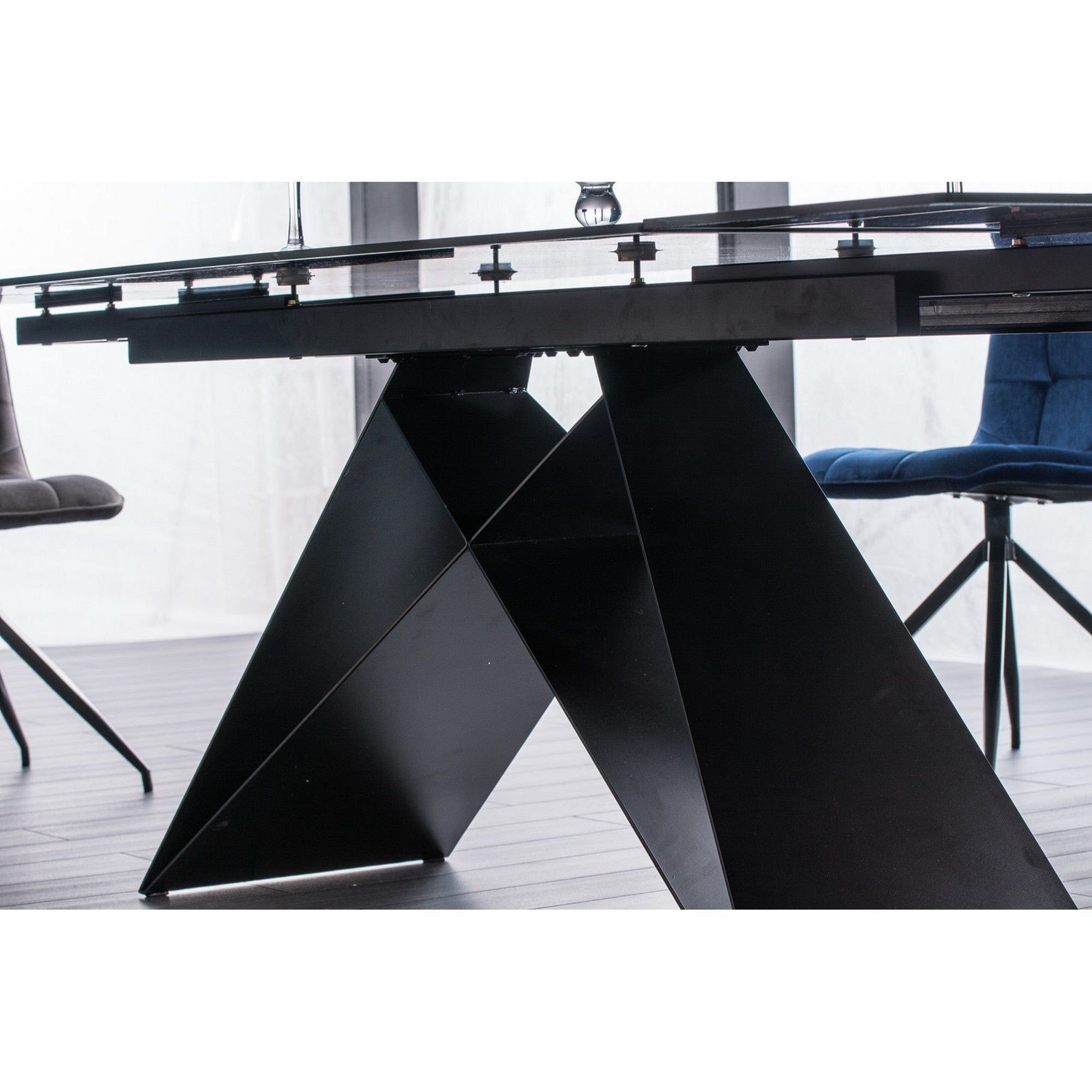 Masa extensibila WESTIN III, alb/negru, ceramica/metal, 160-240x90x75 cm