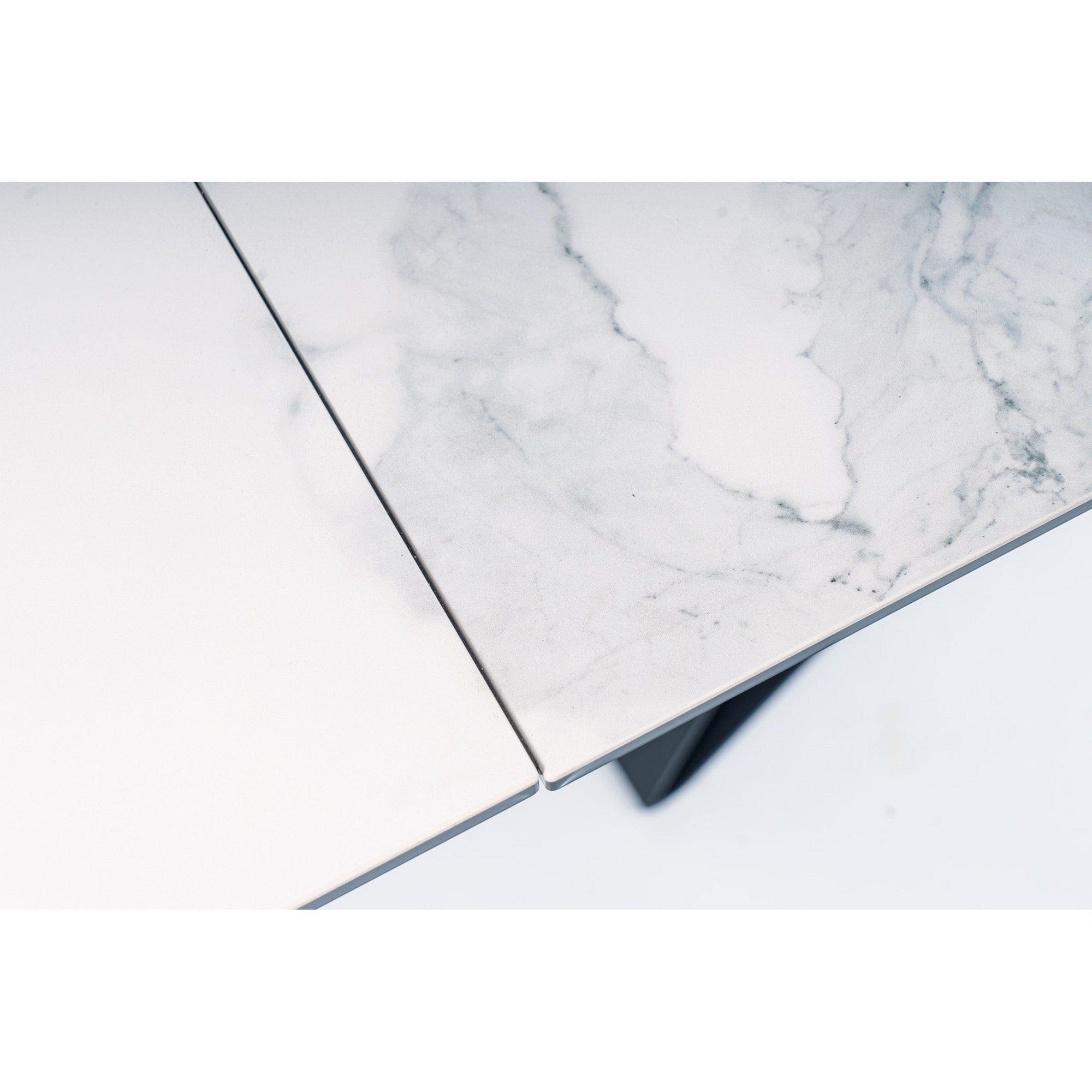 Masa extensibila WESTIN III, alb/negru, ceramica/metal, 160-240x90x75 cm