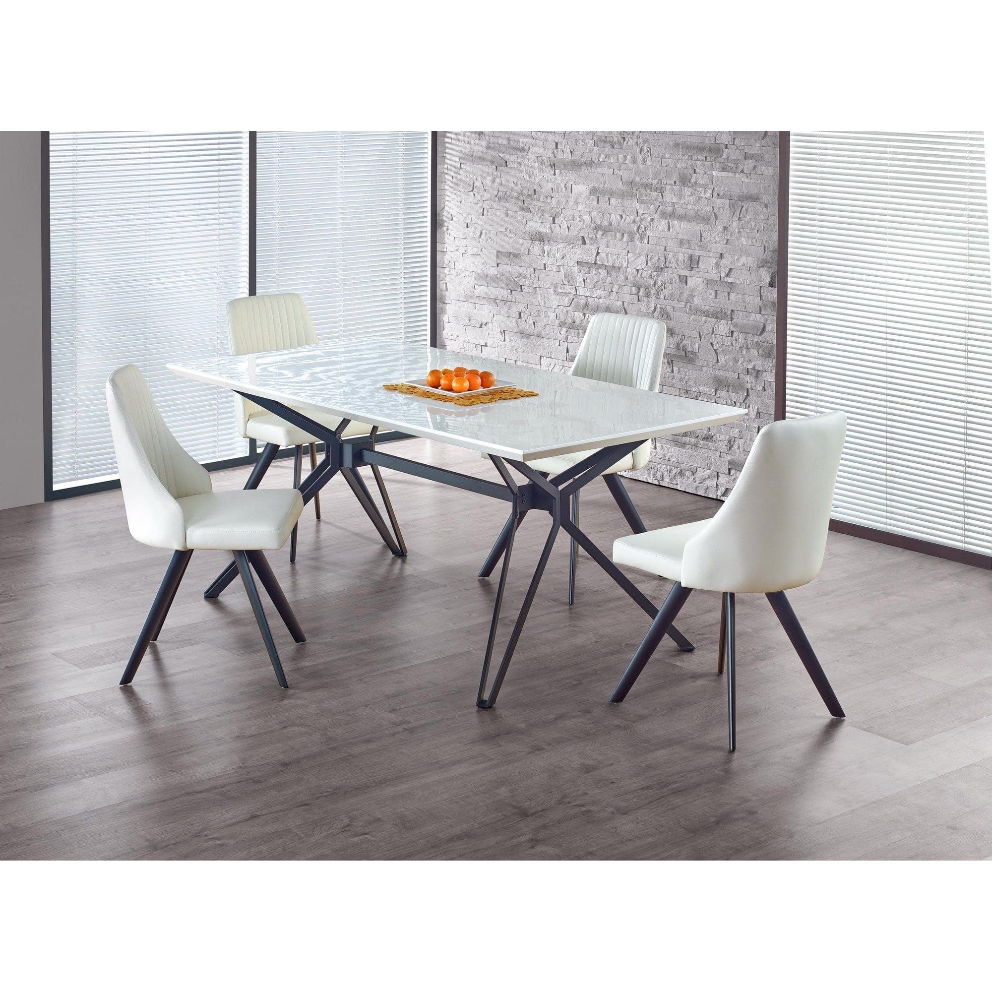 Masa PASCAL, alb/negru, 160x90x76 cm