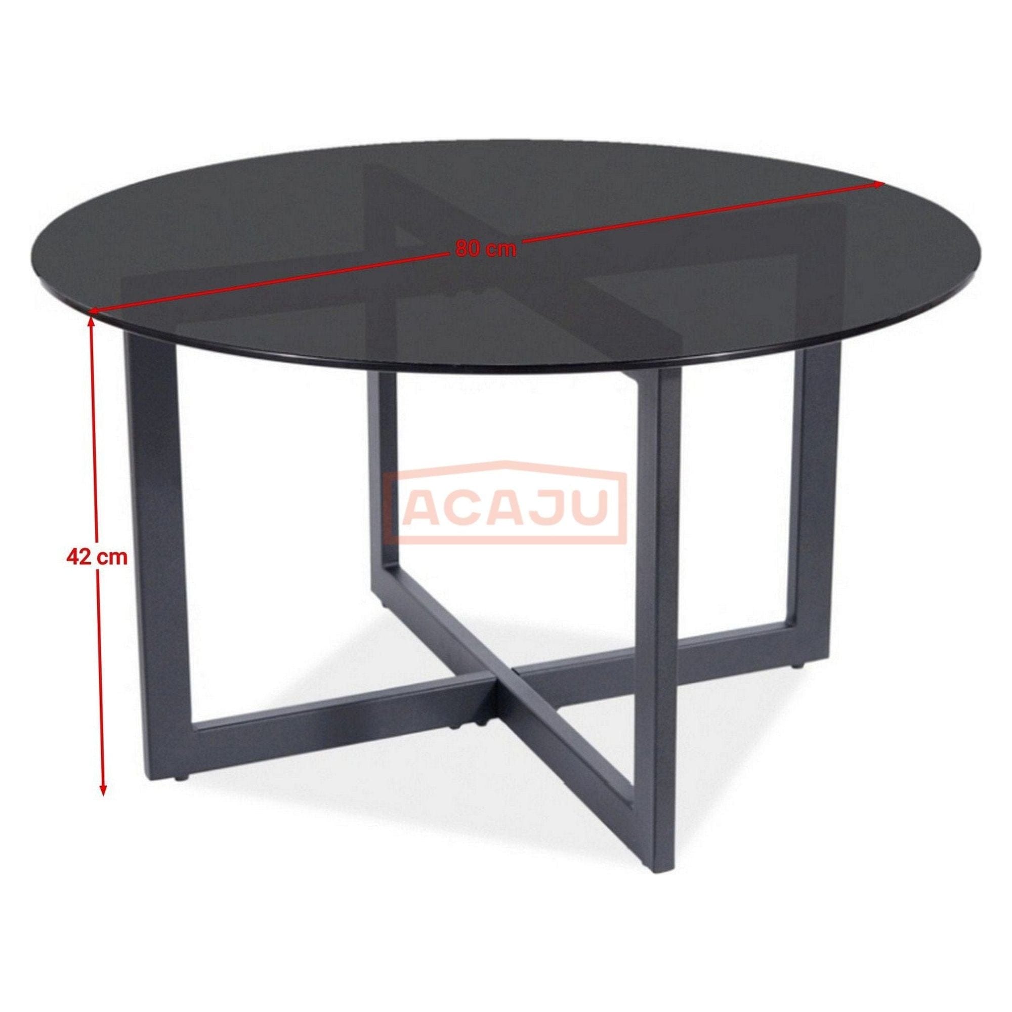 Masuta ALMERIA A, negru, sticla temperata/metal, 80x42 cm
