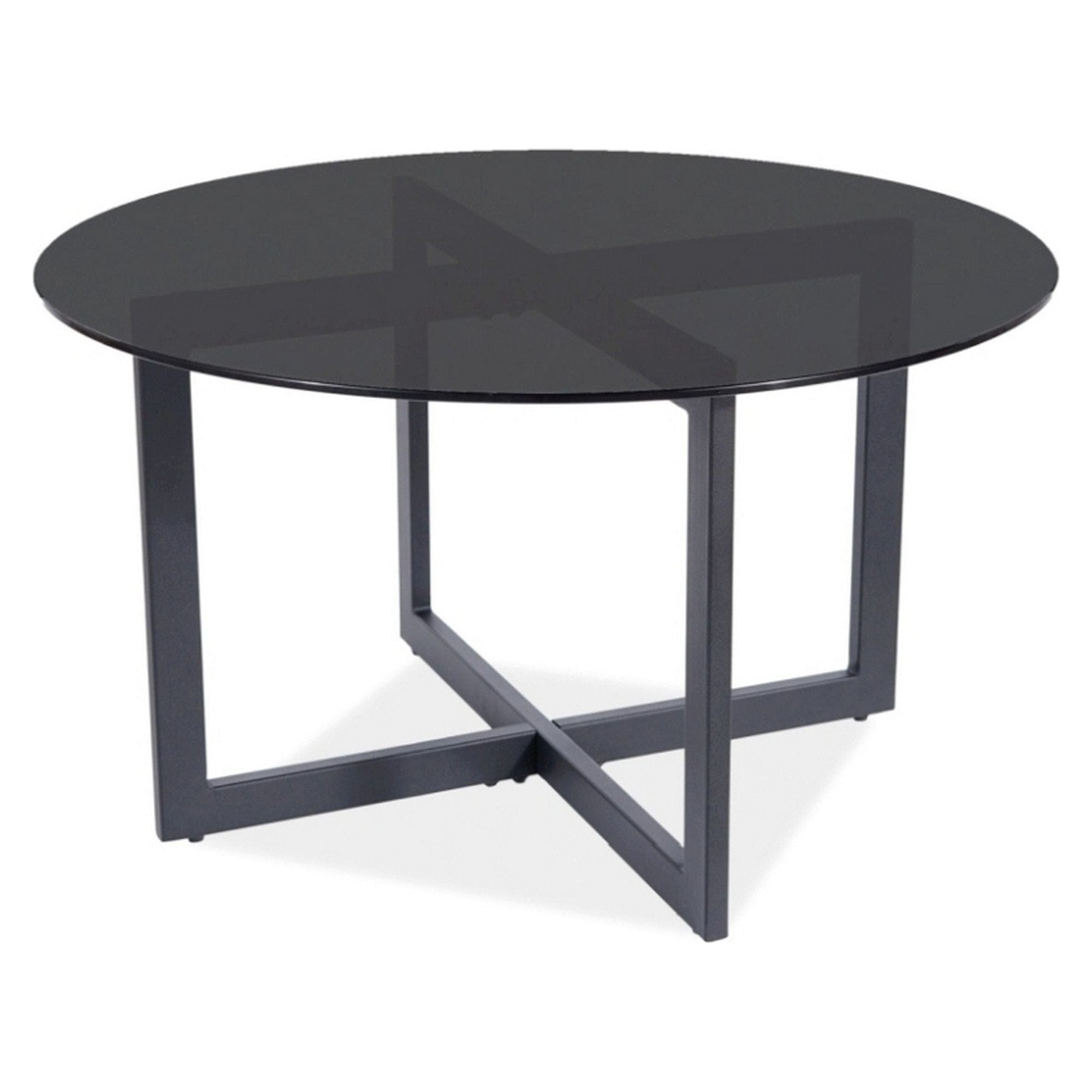 Masuta ALMERIA A, negru, sticla temperata/metal, 80x42 cm