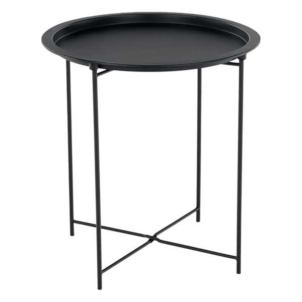 Masuta auxiliara cu tava detasabila RENDER, negru, metal, 47x47x50 cm