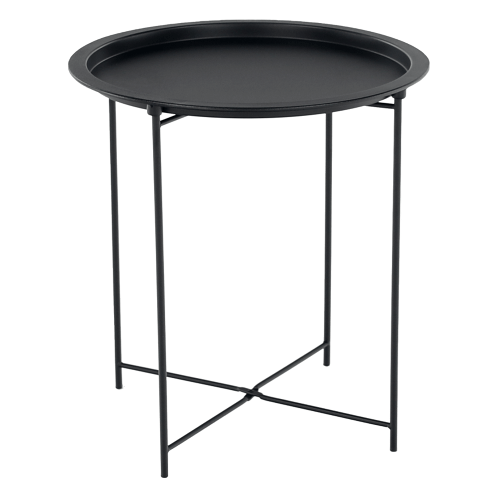 Masuta auxiliara cu tava detasabila RENDER, negru, metal, 47x47x50 cm