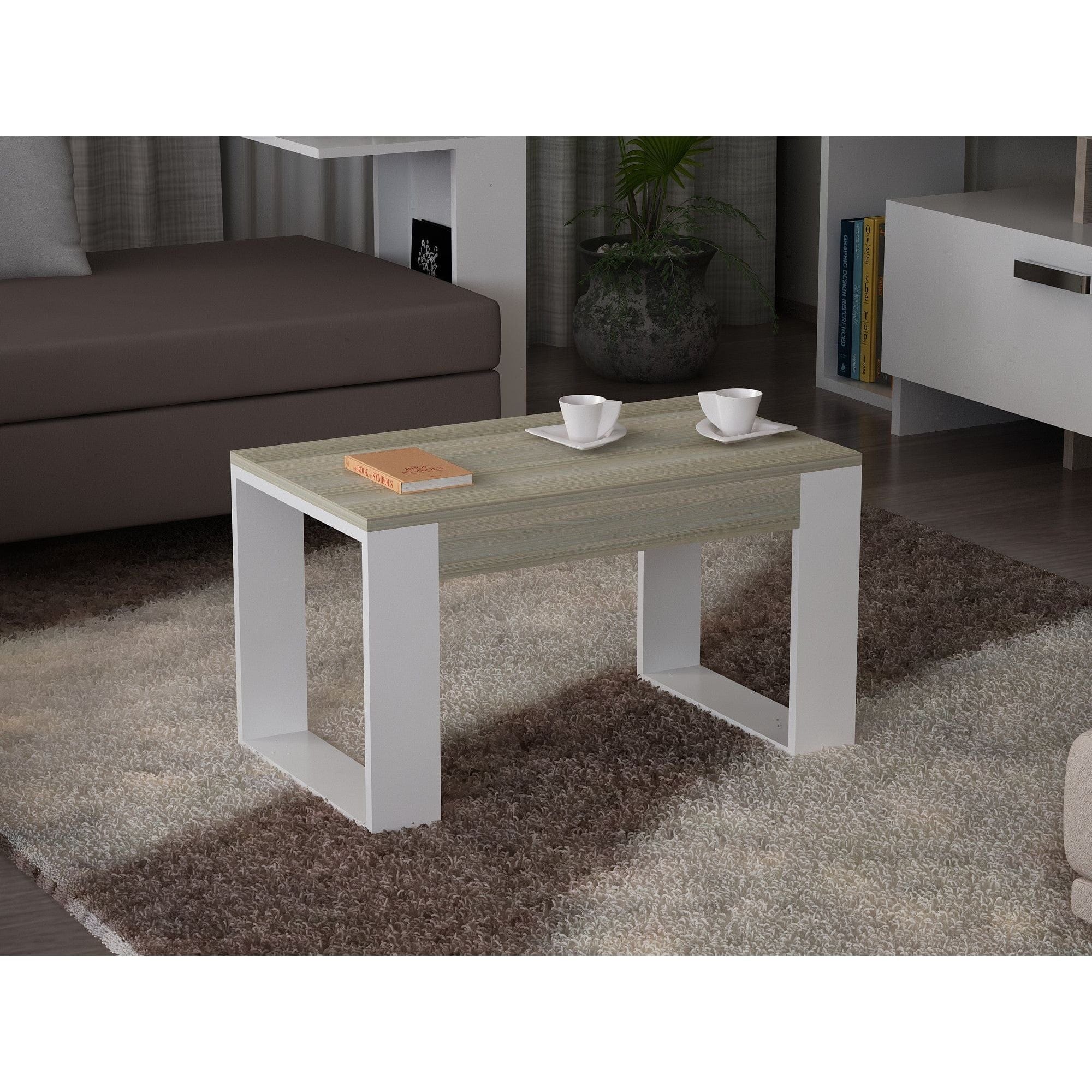 Masuta cafea Arda, stejar/alb, PAL, 60x45x45 cm