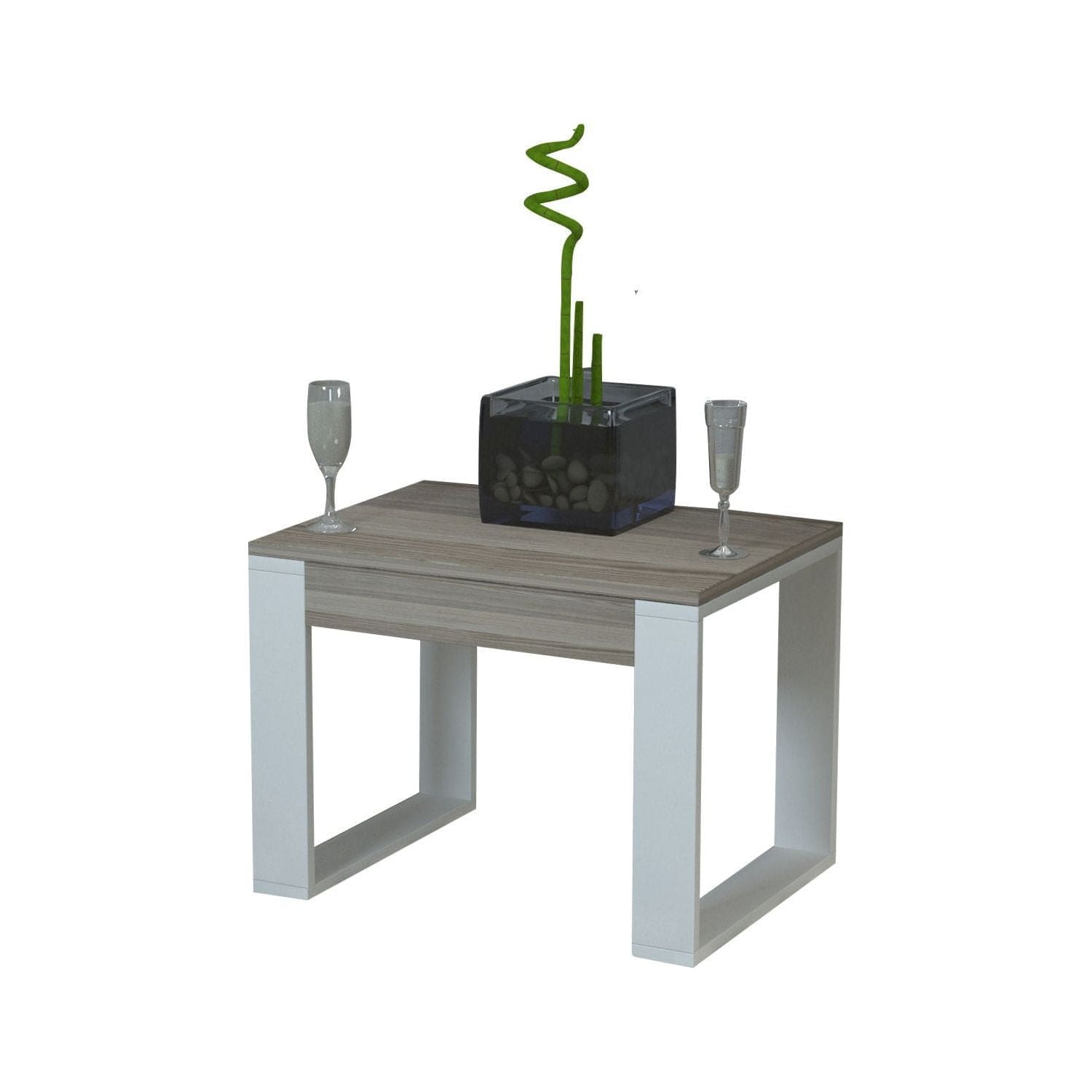 Masuta cafea Arda, stejar/alb, PAL, 60x45x45 cm