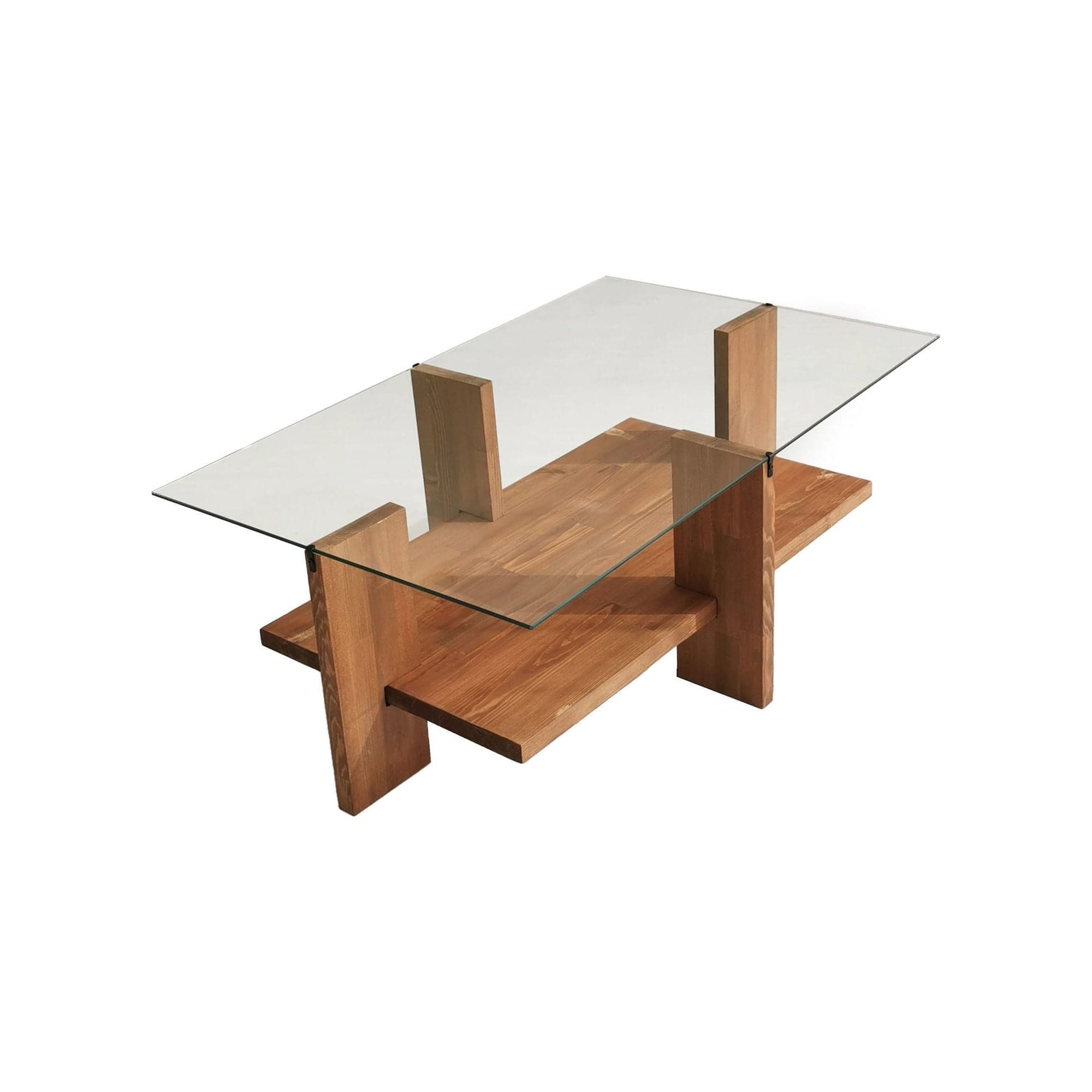 Masuta cafea BABYLON, nuc, sticla/lemn, 105x60x40 cm
