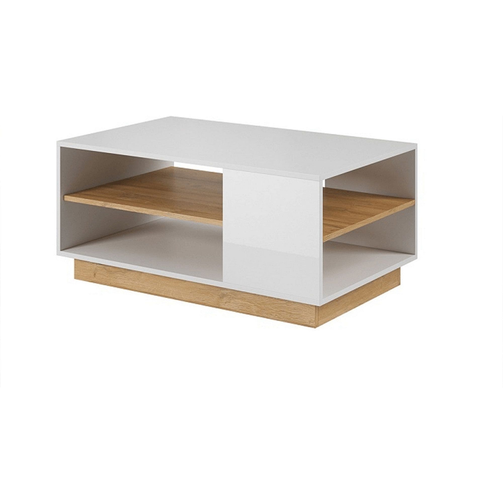 Masuta cafea CITY, alb/stejar deschis, PAL melaminat, 100x60x46 cm