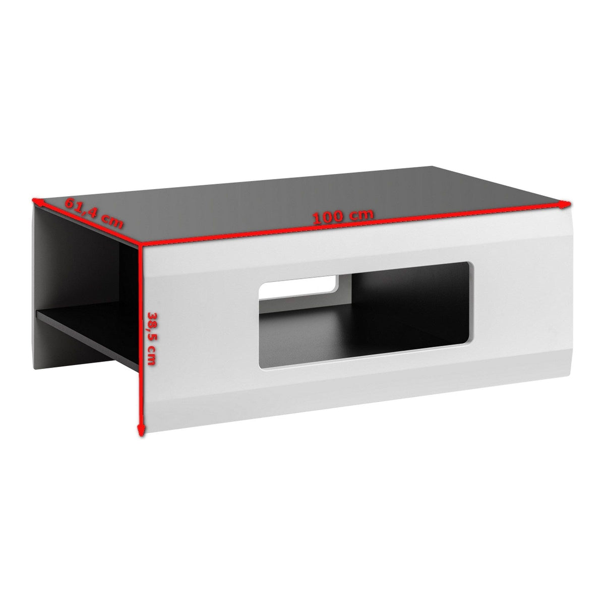 Masuta cafea CLIFF, gri grafit/alb, PAL, 100x61x38 cm