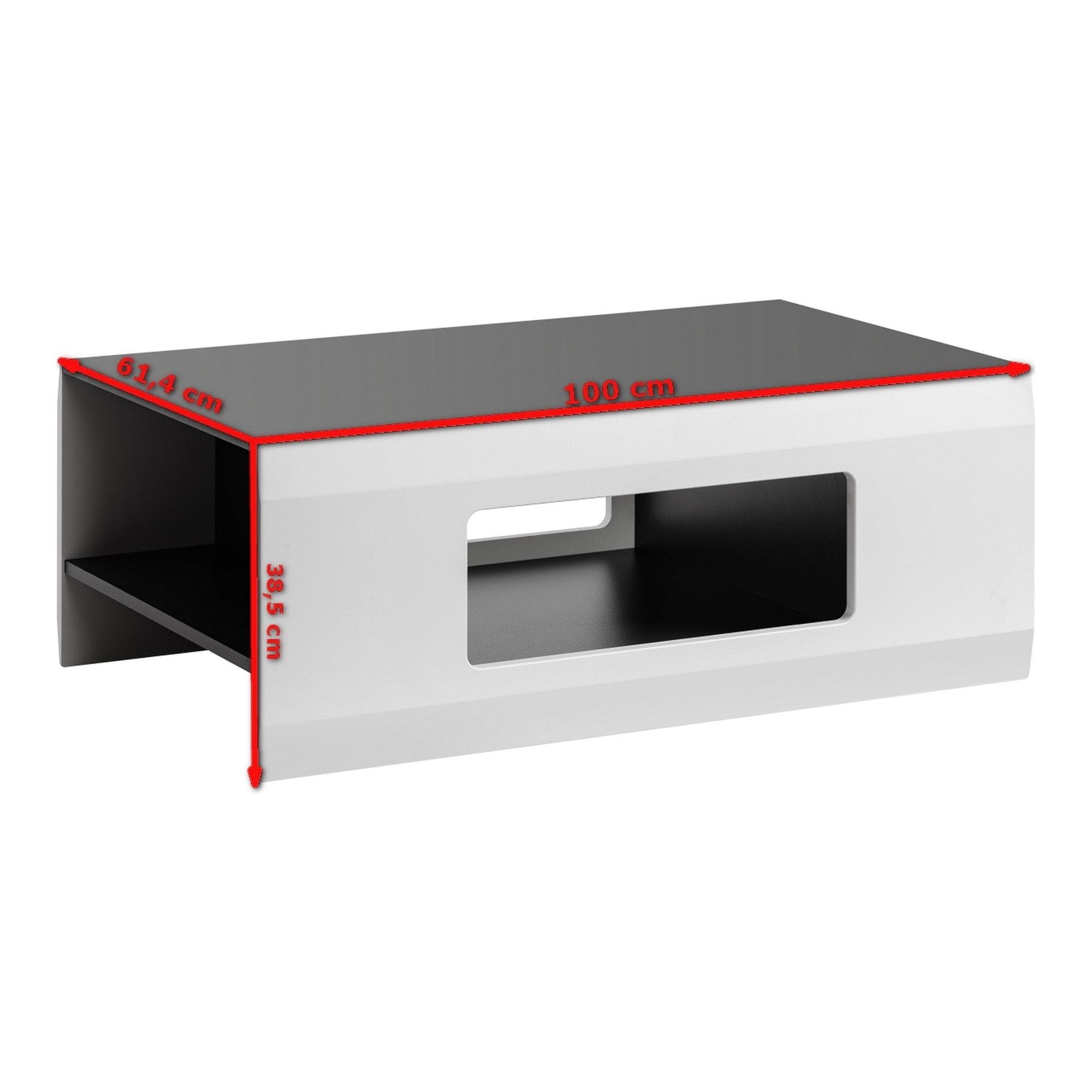 Masuta cafea CLIFF, gri grafit/stejar, PAL, 100x61x38 cm