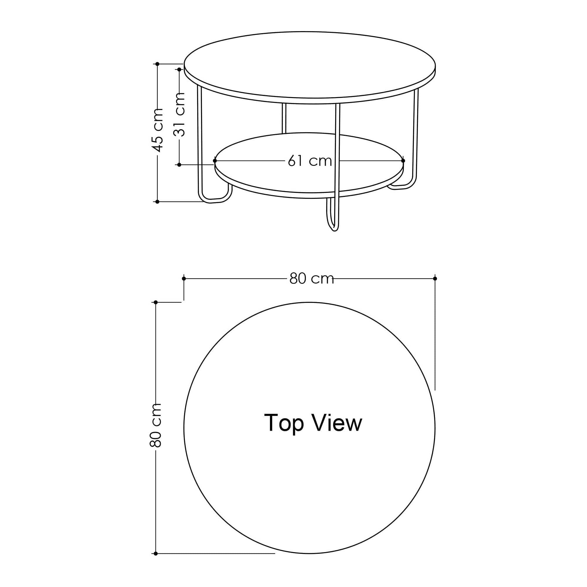 Masuta cafea Corro, alb/negru, PAL, 80x80x45 cm