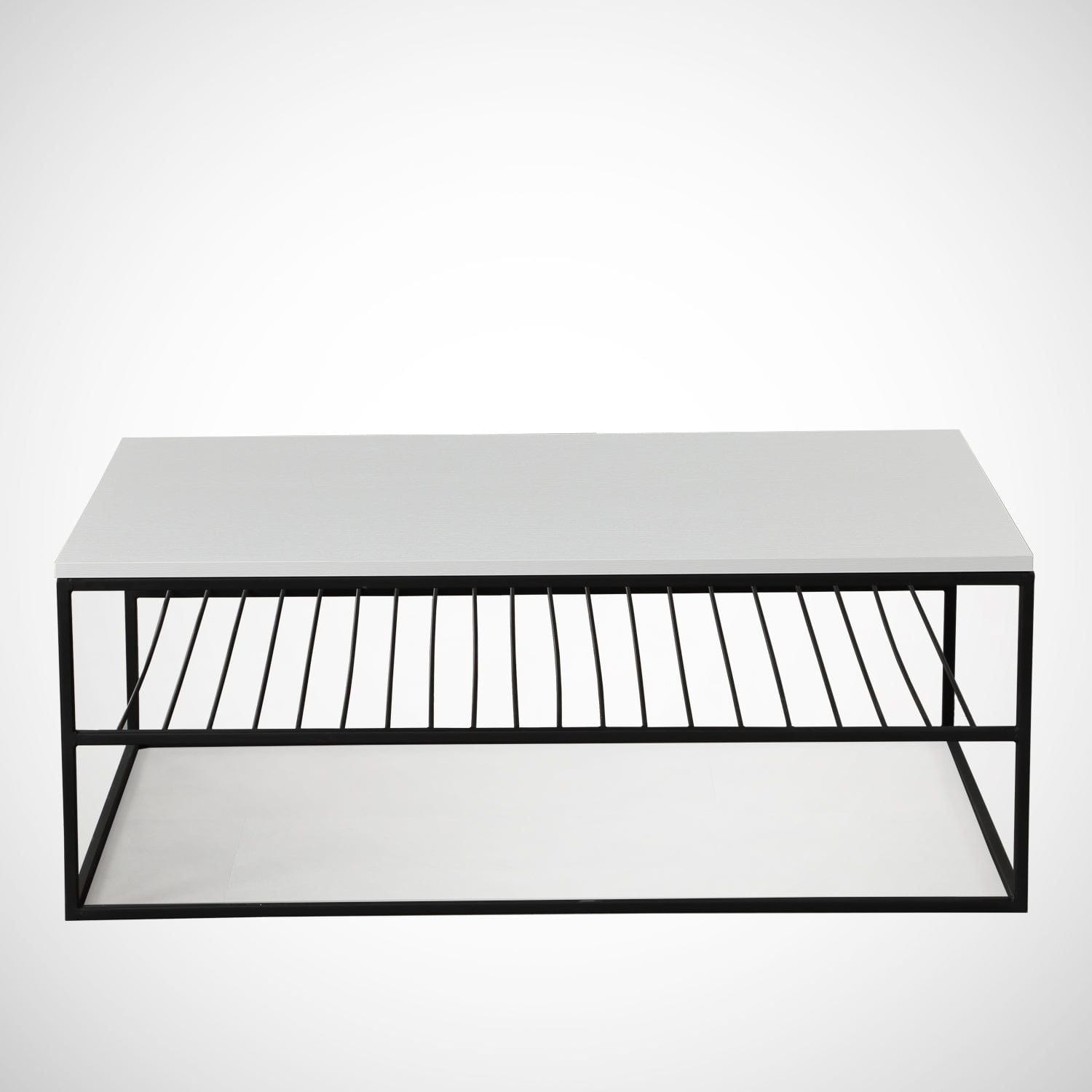Masuta cafea Etna, alb/negru, PAL melaminat/metal, 95x55x43 cm