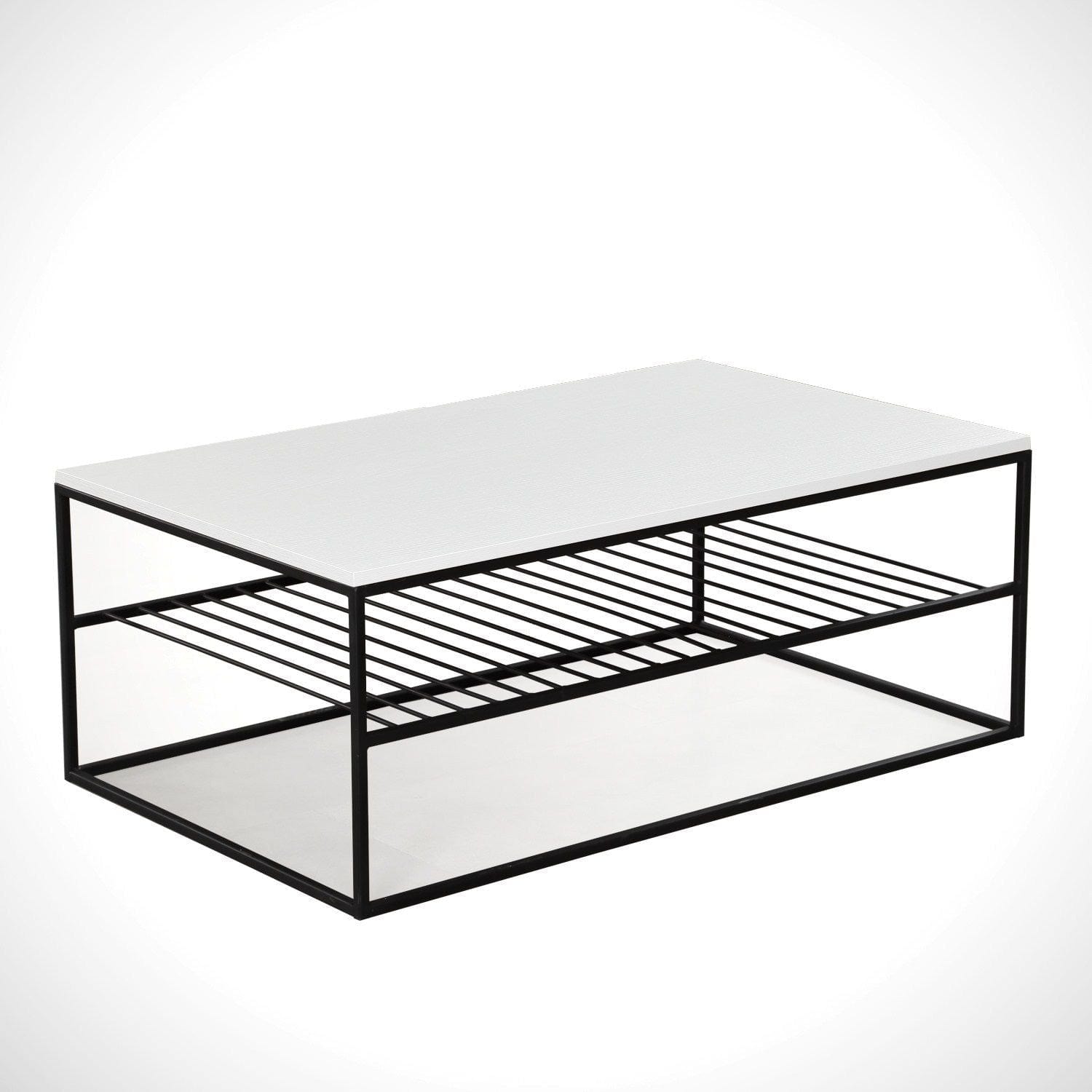 Masuta cafea Etna, alb/negru, PAL melaminat/metal, 95x55x43 cm