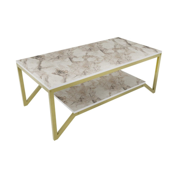 Masuta cafea Flora, auriu/bej, PAL, 120x60x46 cm