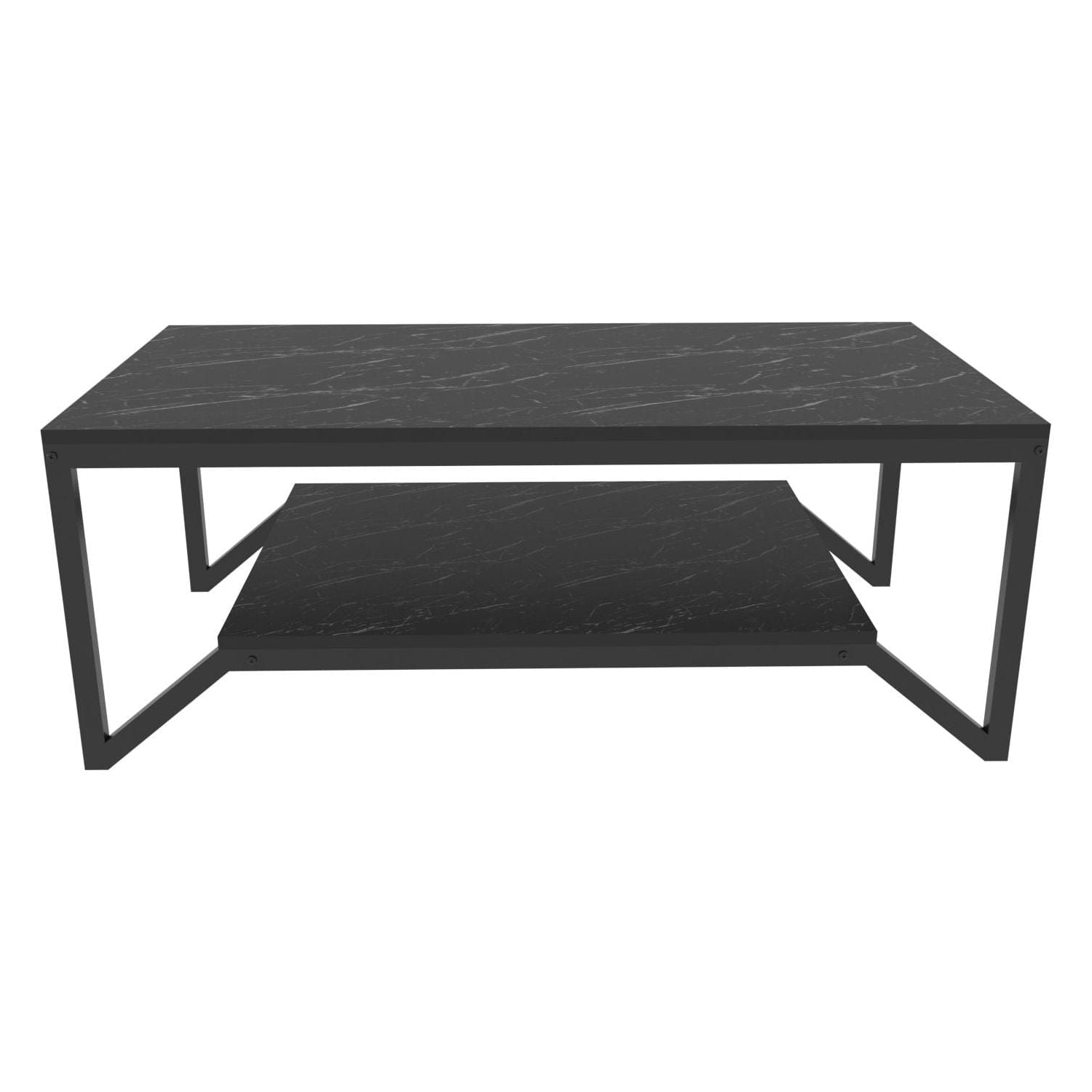 Masuta cafea Flora, negru cu efect de marmura, PAL melaminat, 120x60x46 cm