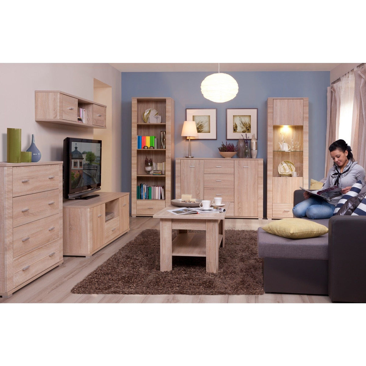 Masuta cafea GRESS, stejar sonoma, PAL laminat, 75x75x50 cm