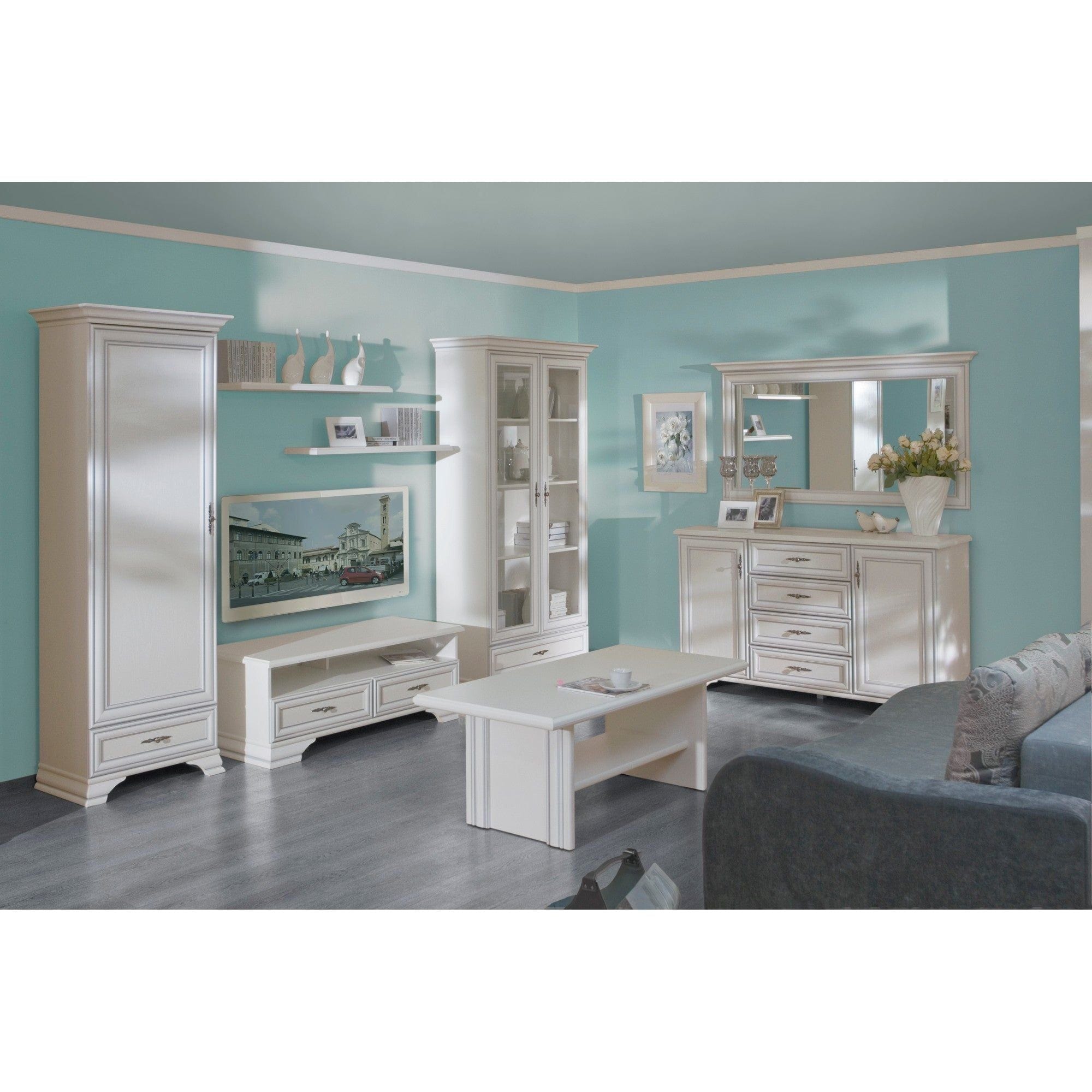 Masuta cafea IDENTO, alb, PAL, 130x65x51 cm