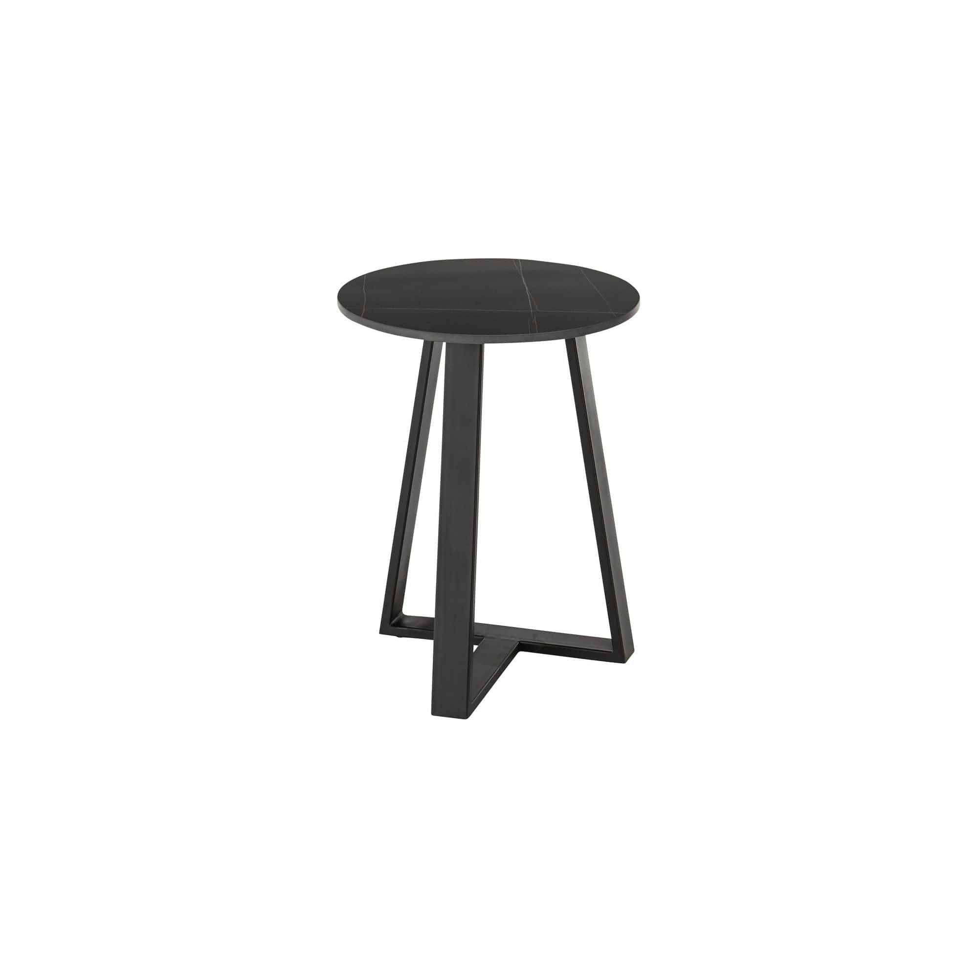 Masuta cafea Jason 2, negru cu efect de marmura, ceramica/metal, 40x50 cm