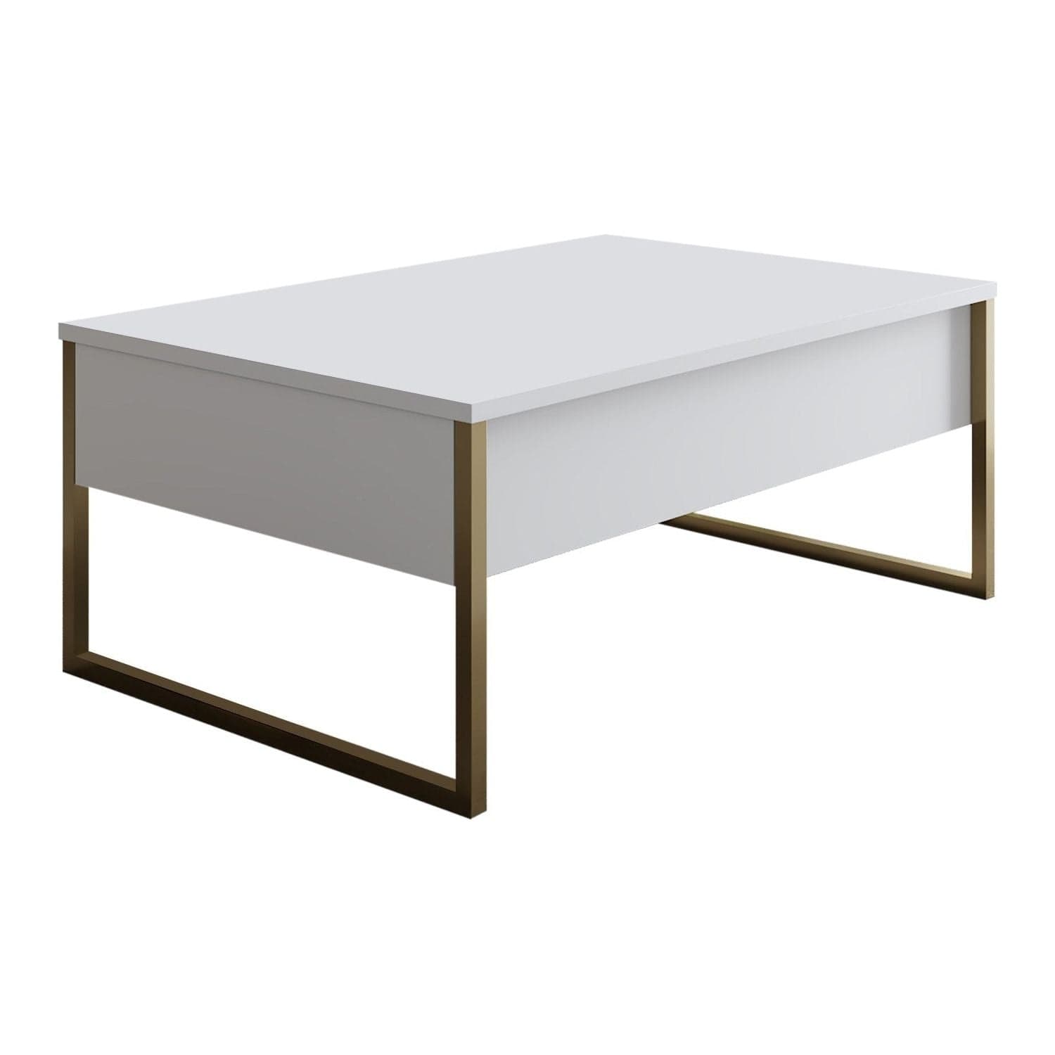 Masuta cafea Luxe, alb/auriu, PAL/metal, 90x60x40 cm