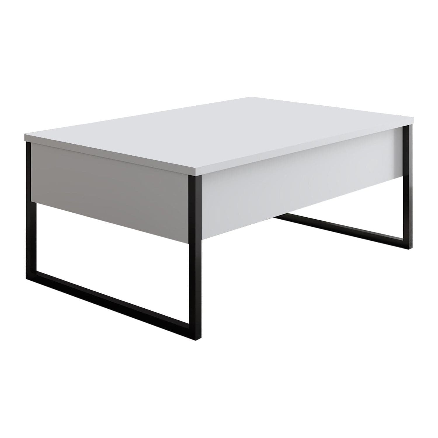 Masuta cafea Luxe, alb/negru, PAL/metal, 90x60x40 cm