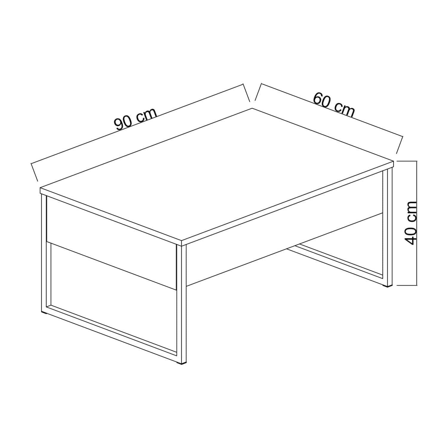 Masuta cafea Luxe, nuc/auriu, PAL/metal, 90x60x40 cm