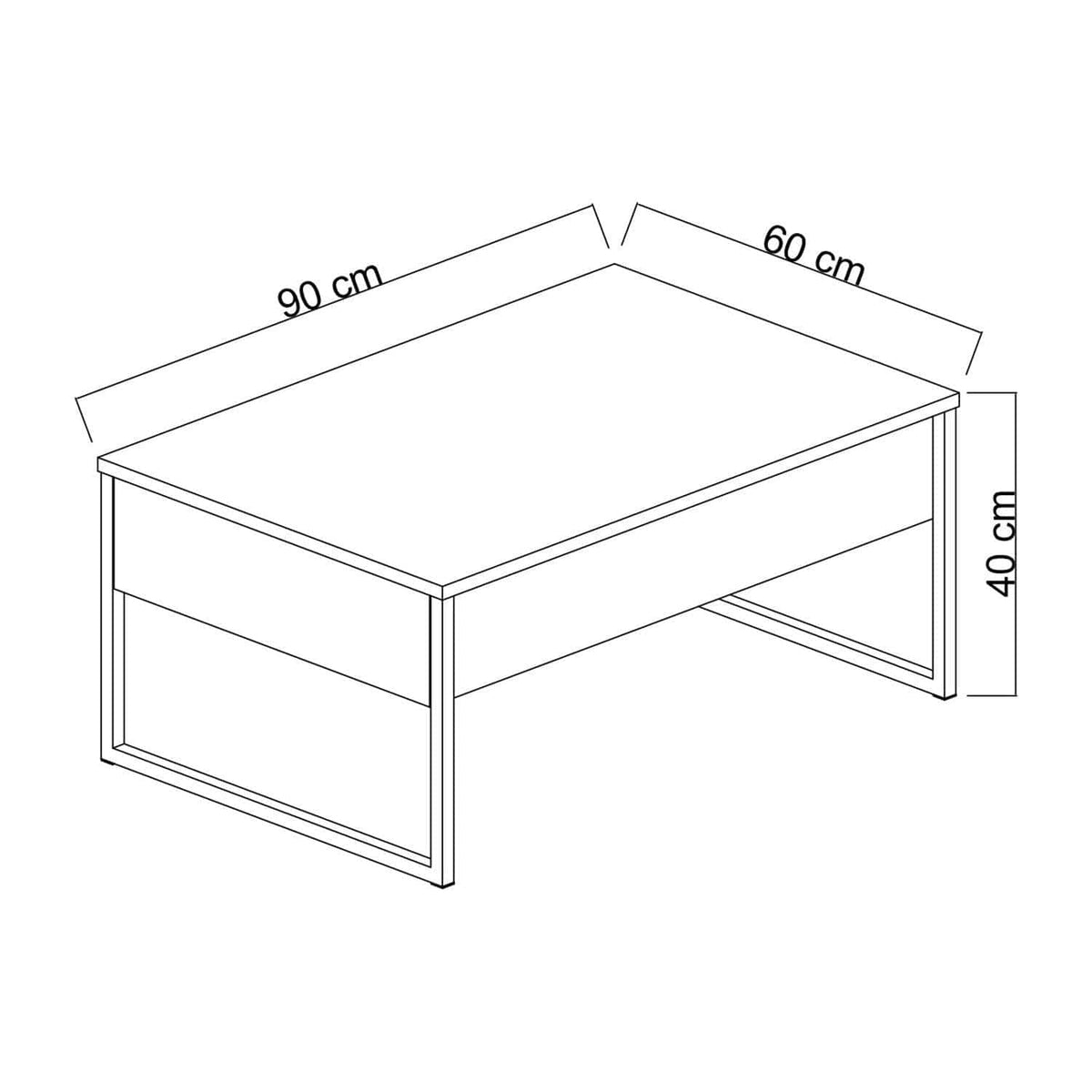 Masuta cafea Luxe, nuc/auriu, PAL/metal, 90x60x40 cm