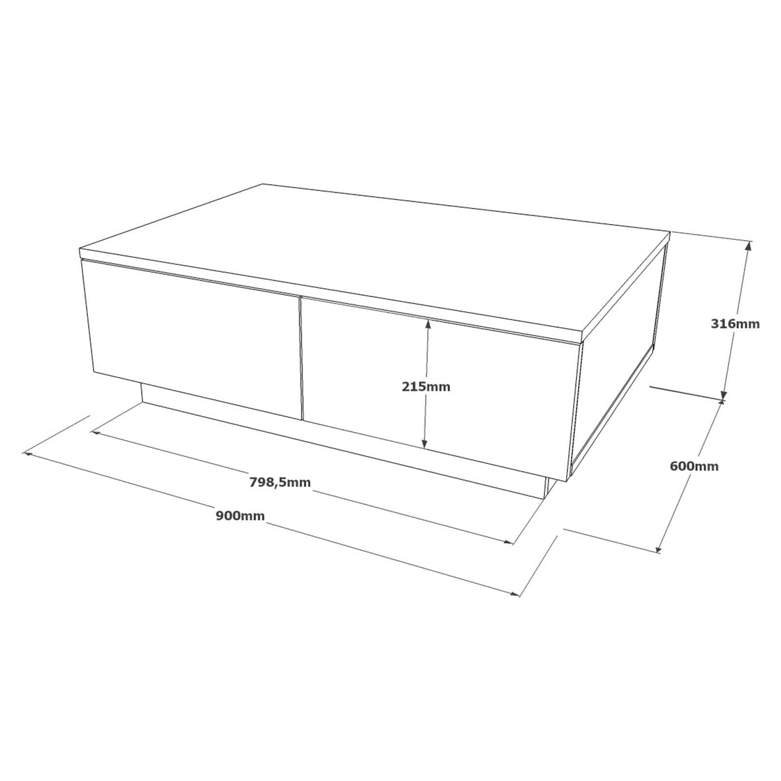 Masuta cafea LV17-GT, gri/gri deschis, PAL melaminat, 90x60x32 cm