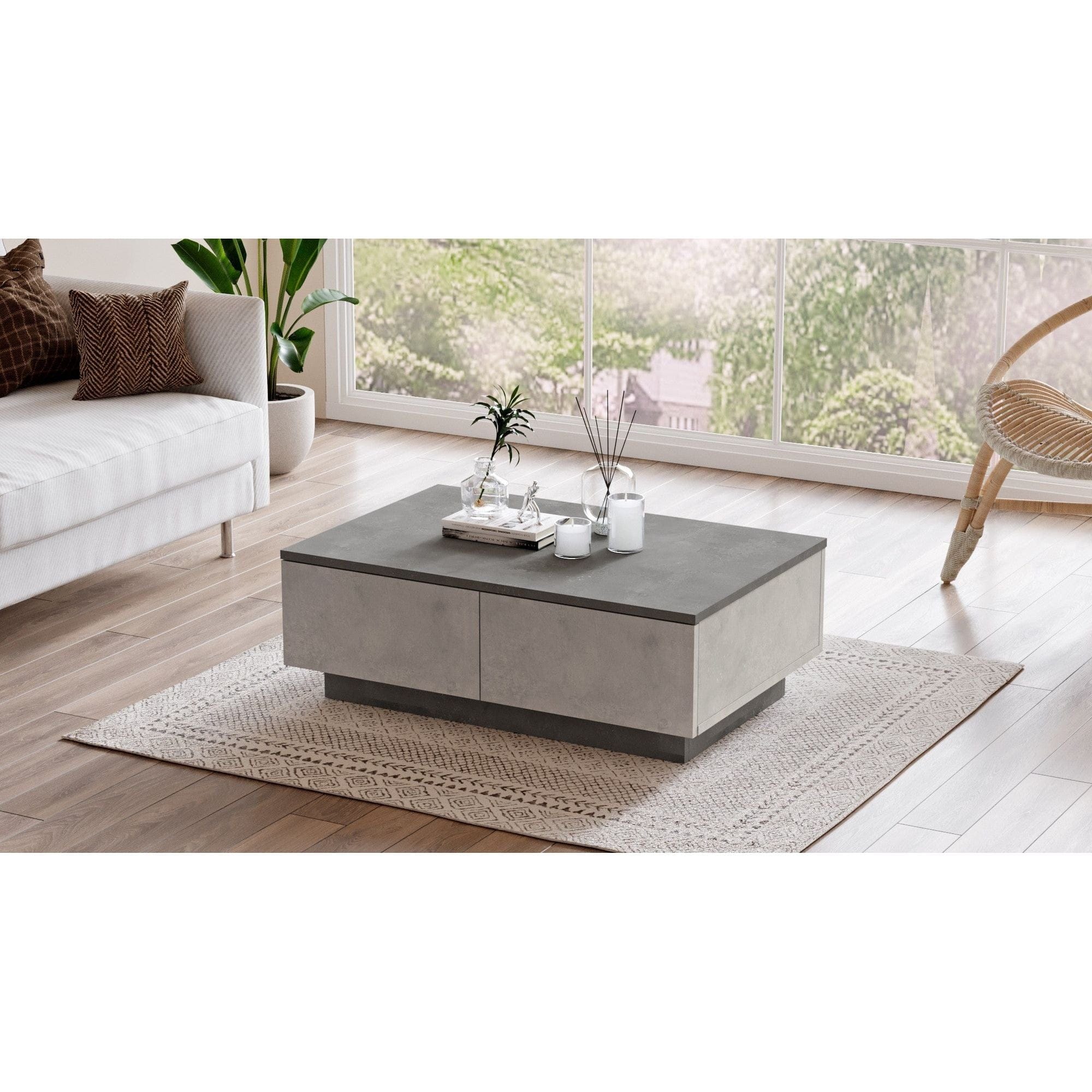 Masuta cafea LV17-GT, gri/gri deschis, PAL melaminat, 90x60x32 cm