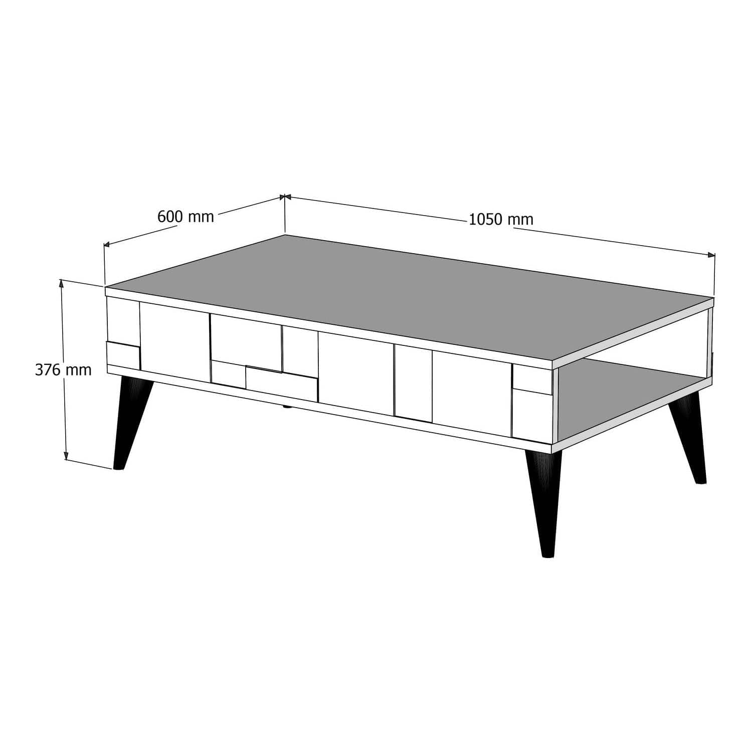 Masuta cafea Madrid, nuc/gri antracit, PAL melaminat, 105x60x38 cm