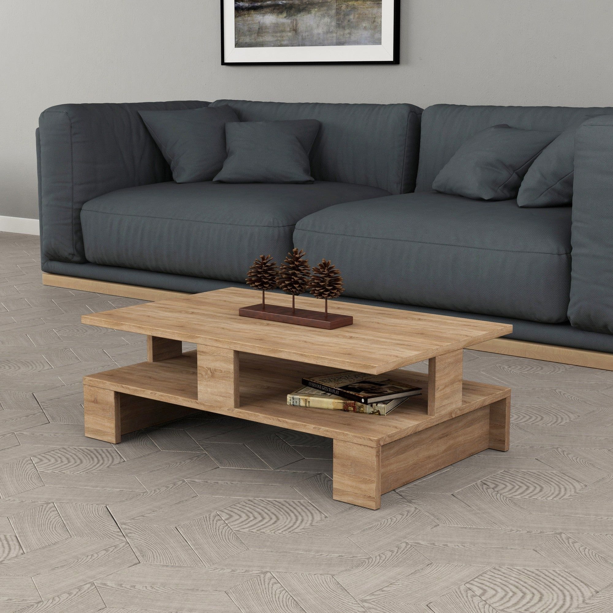 Masuta cafea Mansu, stejar, PAL melaminat, 80x50x28 cm