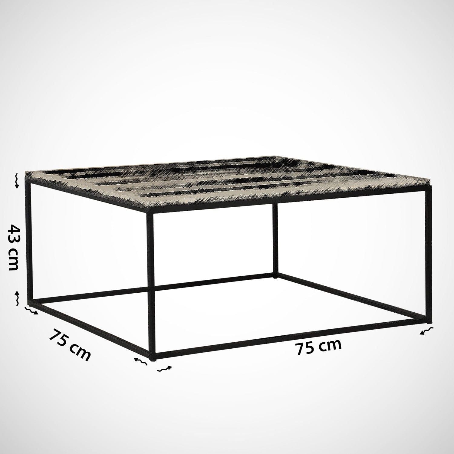 Masuta cafea Poly, negru cu efect de marmura, PAL melaminat/metal, 75x75x43 cm
