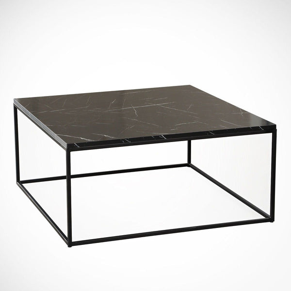 Masuta cafea Poly, negru cu efect de marmura, PAL melaminat/metal, 75x75x43 cm