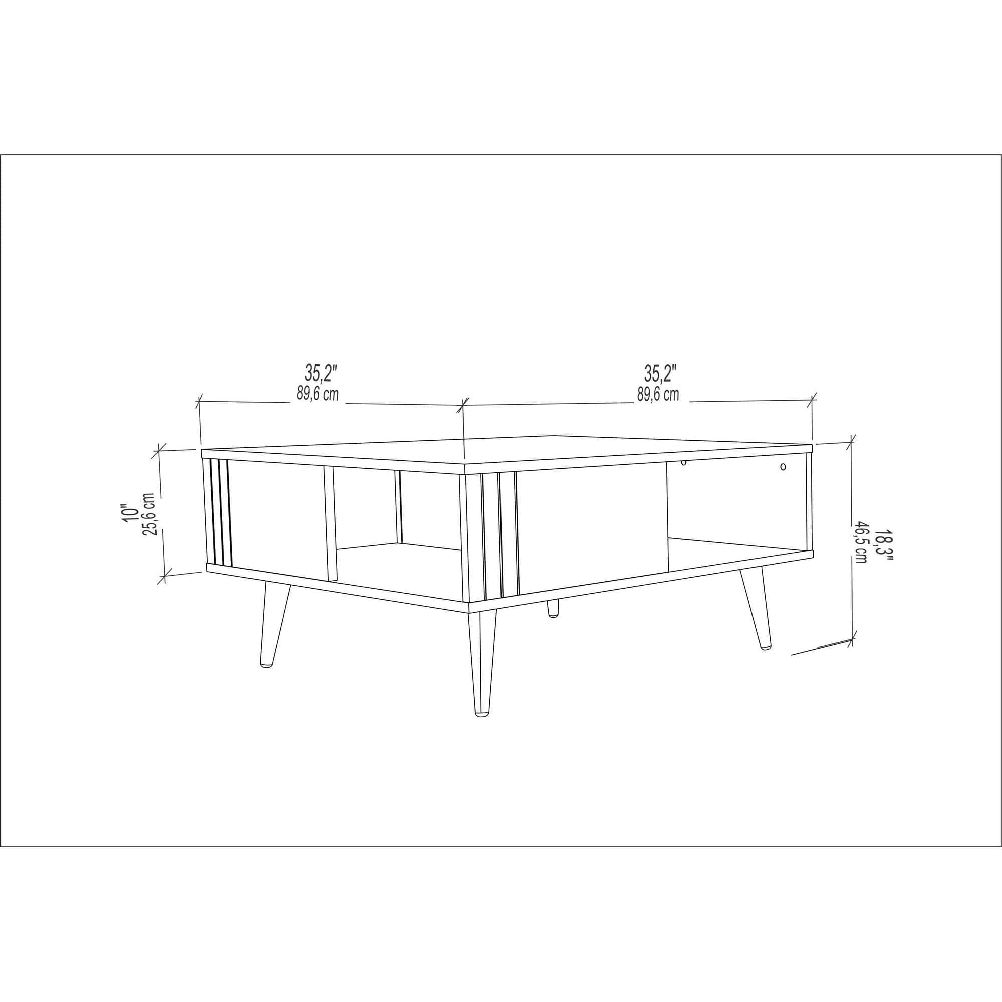 Masuta cafea Ronas, alb cu efect de marmura, PAL melaminat, 90x90x47 cm