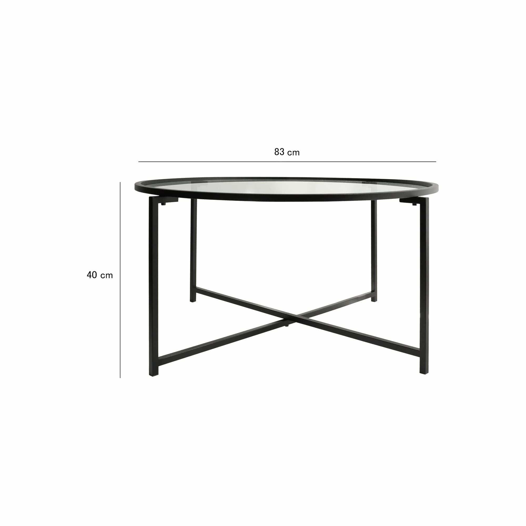 Masuta cafea Sun S403, negru, sticla/metal, 83x83x40 cm