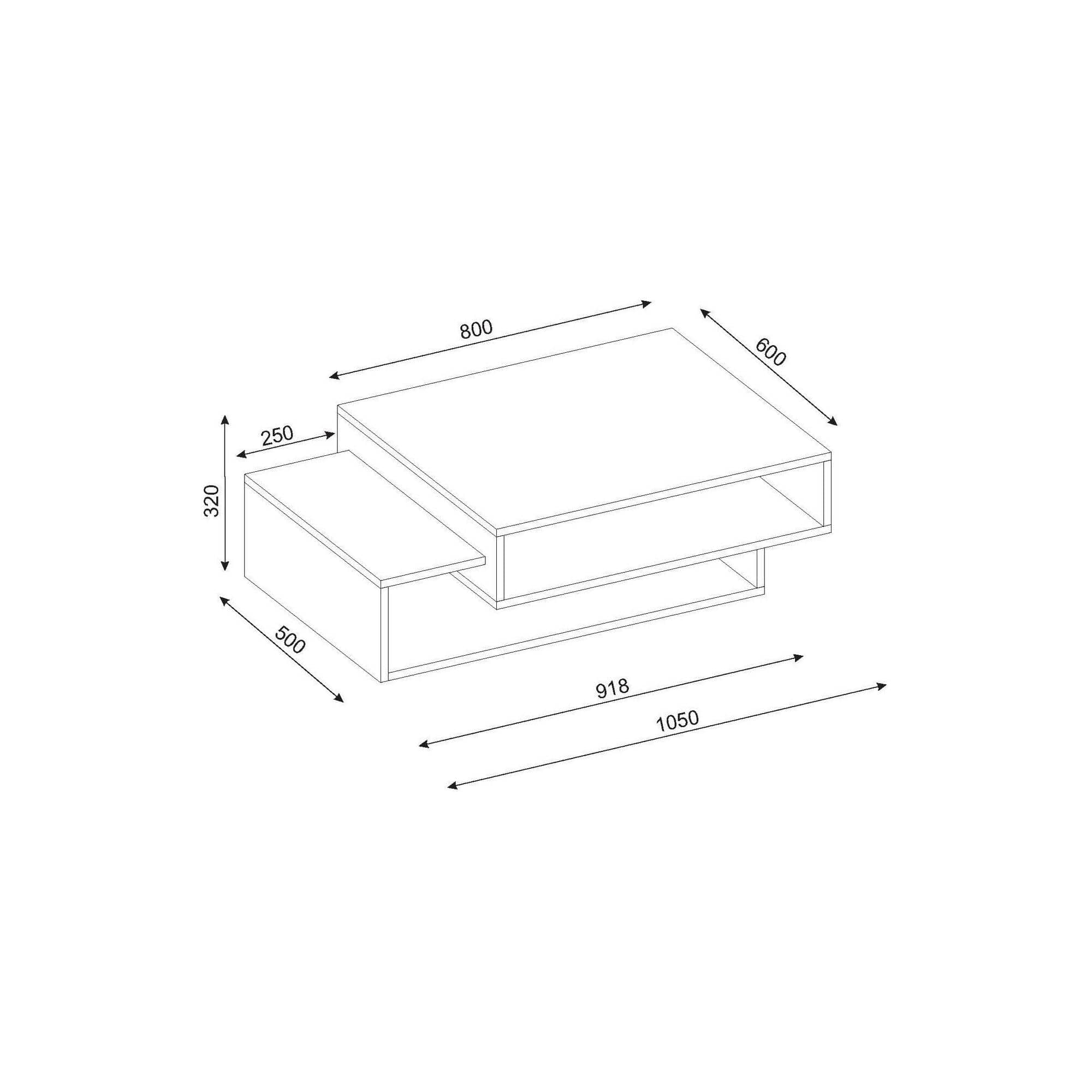 Masuta cafea Tab, stejar/alb, PAL melaminat, 105x60x32 cm