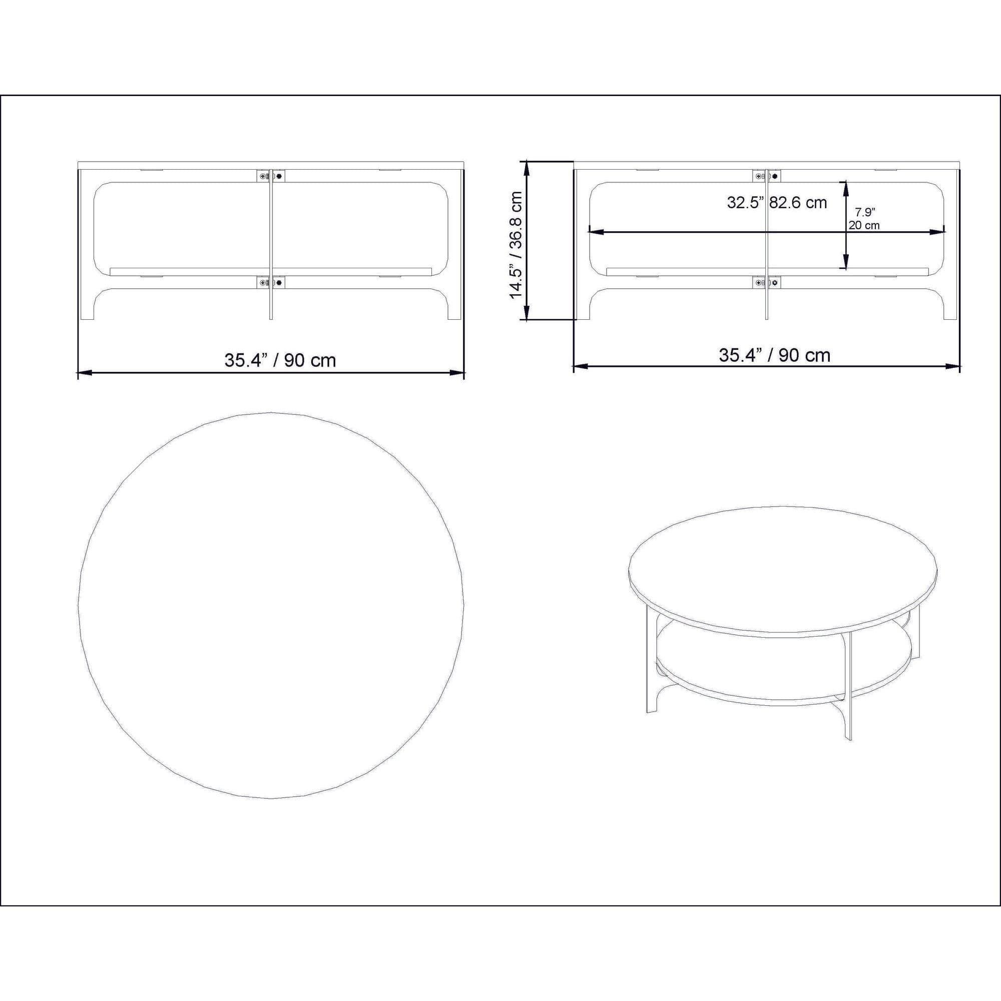 Masuta cafea Versy, negru, PAL melaminat/metal, 90x37x90 cm