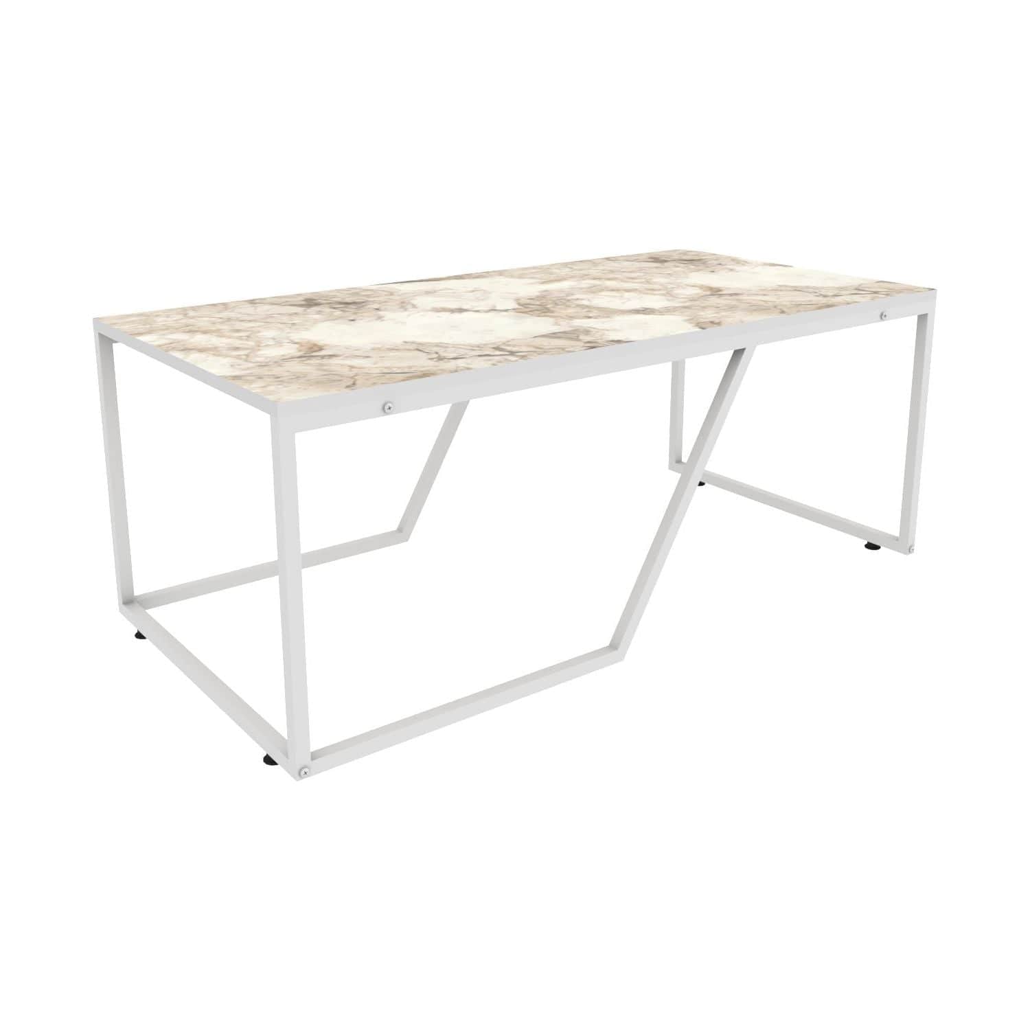 Masuta cafea Wendy, alb cu efect de marmura, PAL melaminat, 120x60x48 cm