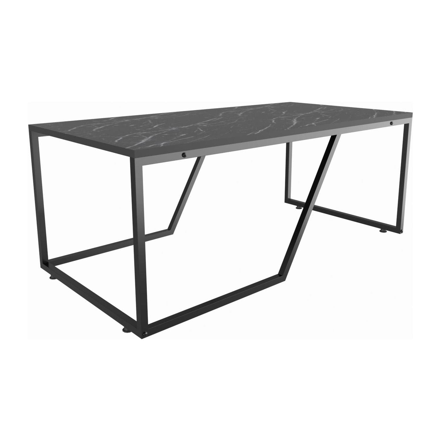 Masuta cafea Wendy, negru cu efect de marmura, PAL melaminat, 120x60x48 cm