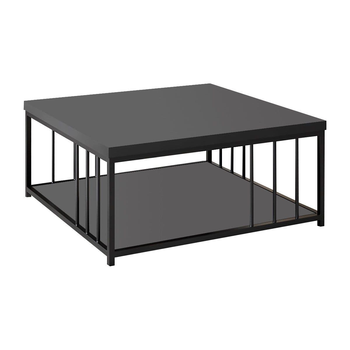 Masuta cafea Zenn, gri antracit/negru, PAL melaminat/metal, 90x90x40 cm