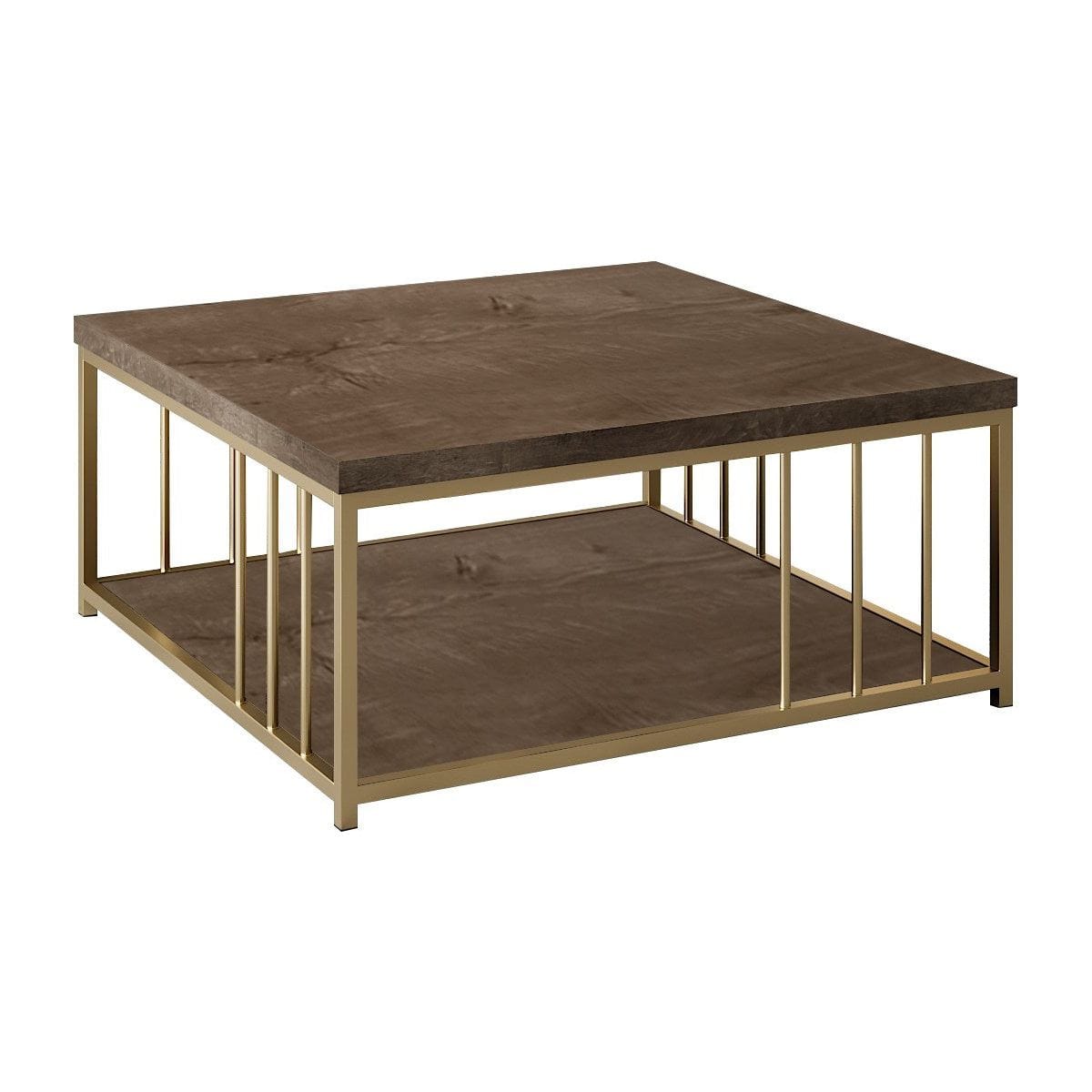 Masuta cafea Zenn, nuc/auriu, PAL melaminat/metal, 90x90x40 cm