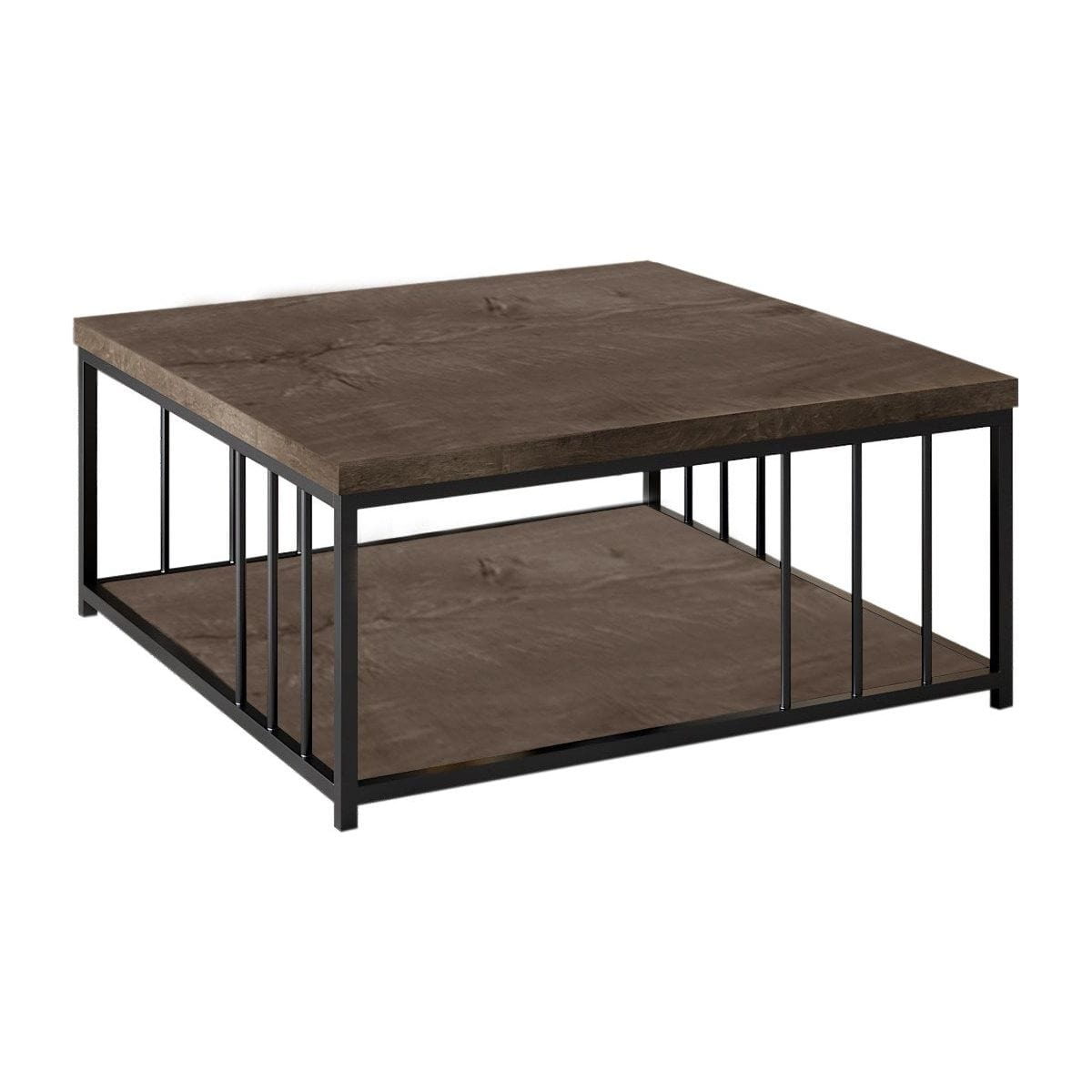 Masuta cafea Zenn, nuc/negru, PAL melaminat, 90x90x40 cm