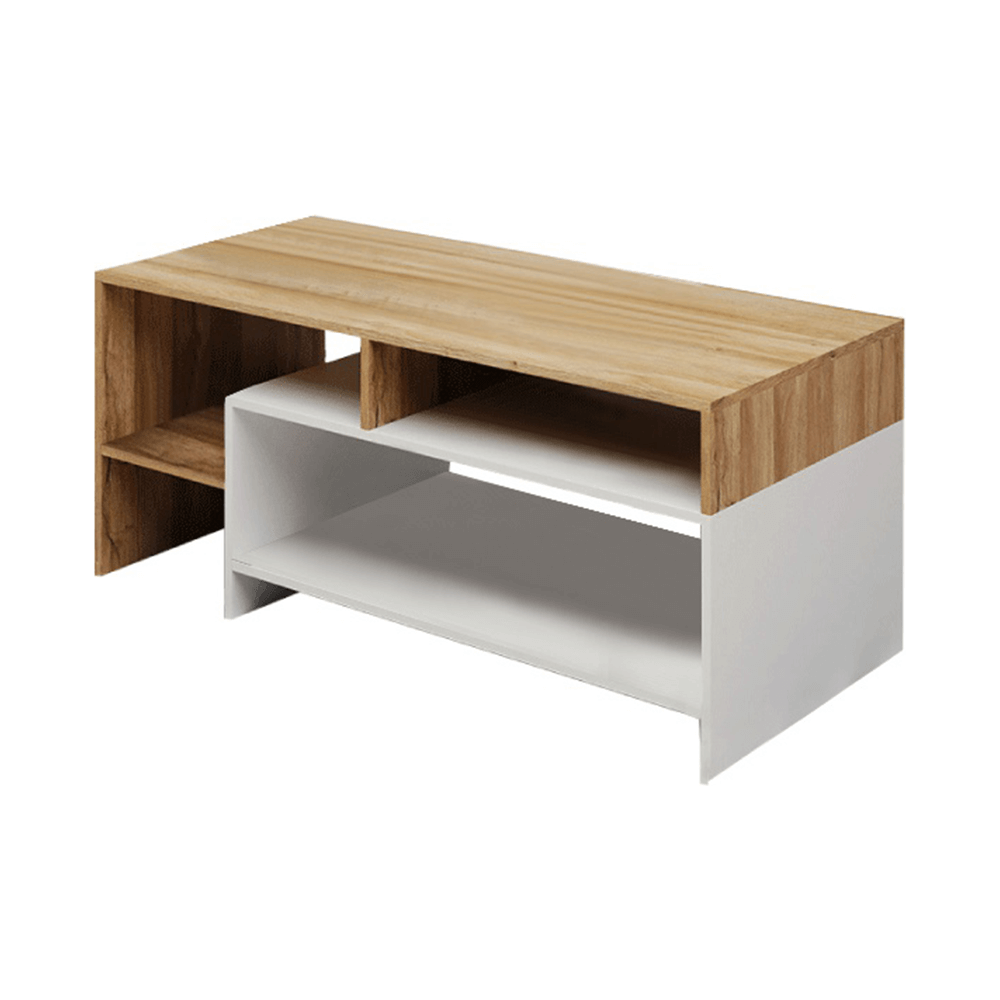 Masuta de cafea ALICANTE, stejar deschis/alb, PAL melaminat, 120x60x53 cm