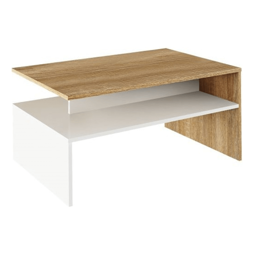 Masuta de cafea DAMOLI, stejar sonoma/alb, PAL melaminat, 90x60x43 cm