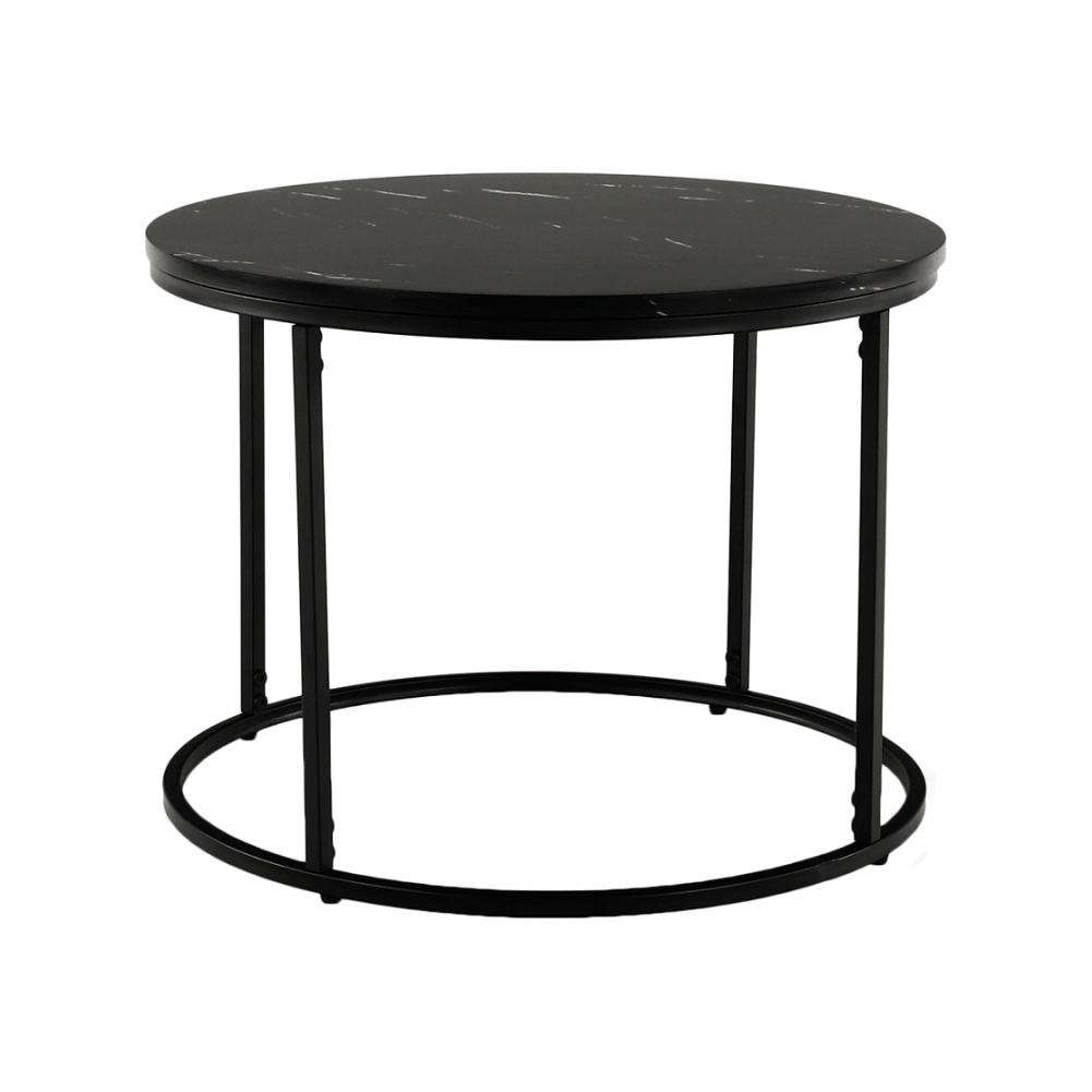 Masuta de cafea GAGIN, negru cu efect de marmura, 60x60x45 cm