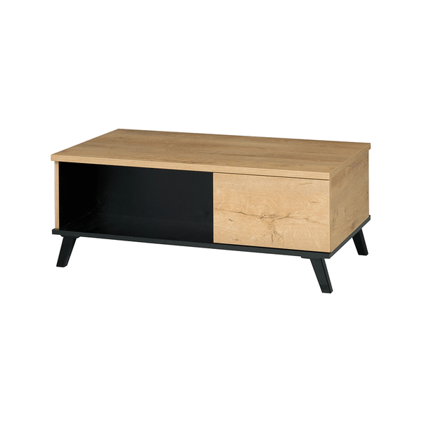 Masuta de cafea SIRAN TYP 8, stejar deschis/negru, DTD laminat/plastic, 101x61x40 cm