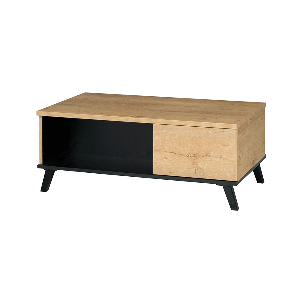 Masuta de cafea SIRAN TYP 8, stejar deschis/negru, DTD laminat/plastic, 101x61x40 cm