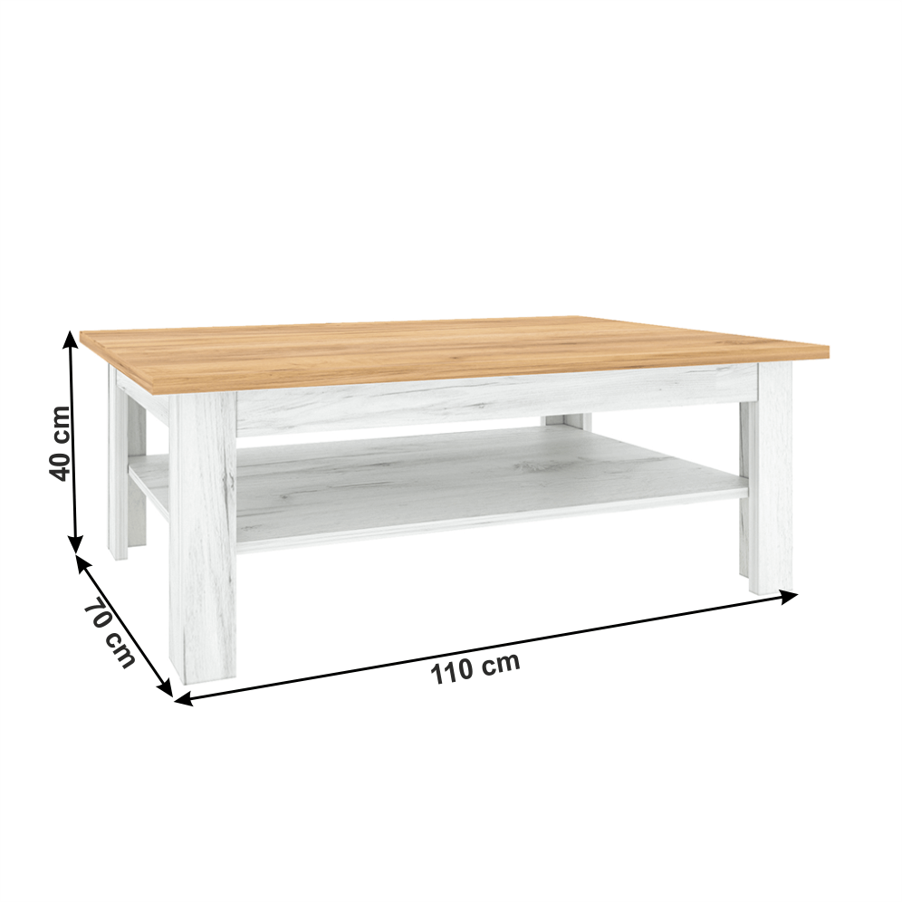 Masuta de cafea SUDBURY T2, stejar craft auriu/stejar craft alb, PAL laminat, 110x70x40 cm