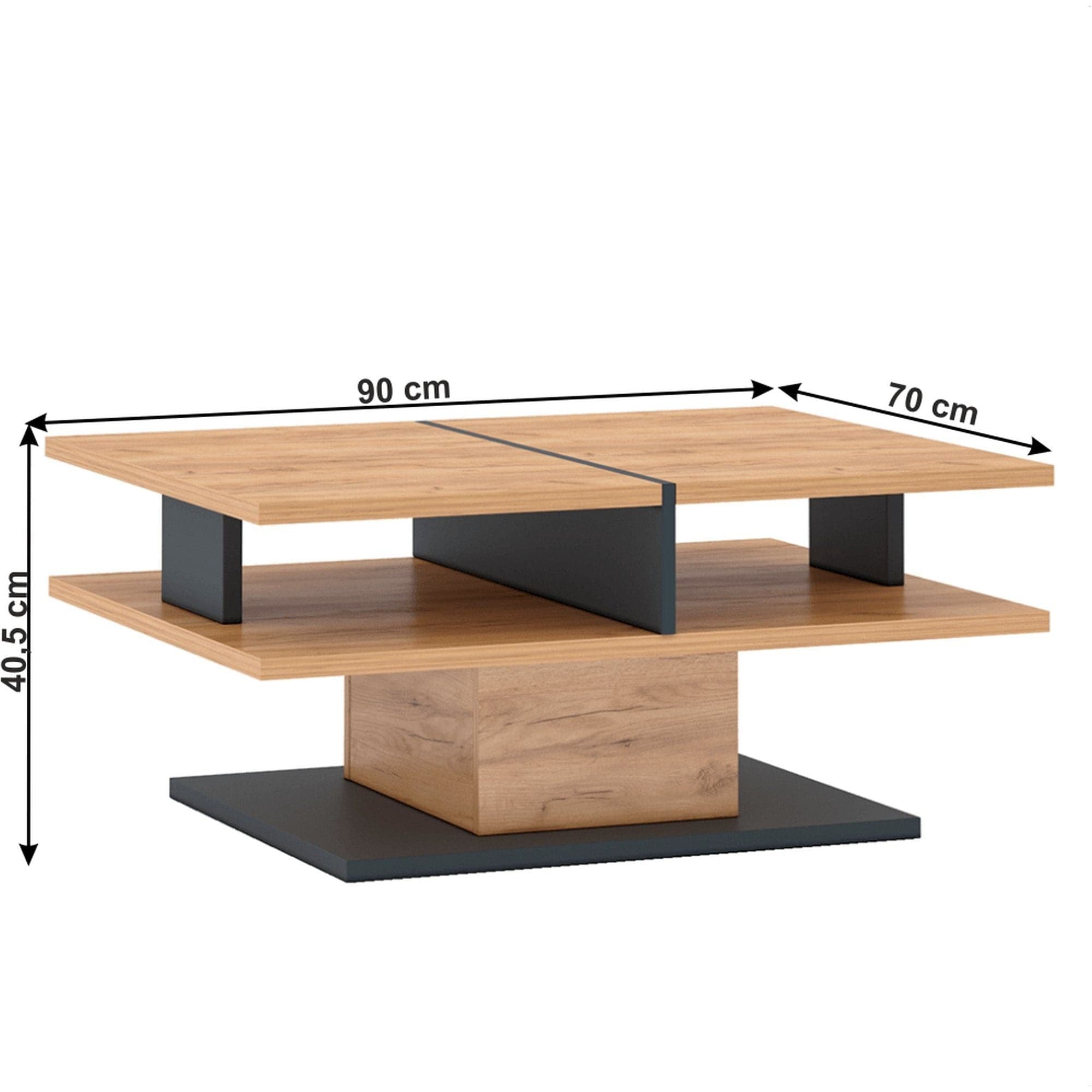 Masuta de cafea T FIDEL, stejar artisan/gri grafit, PAL laminat, 90x70x41 cm